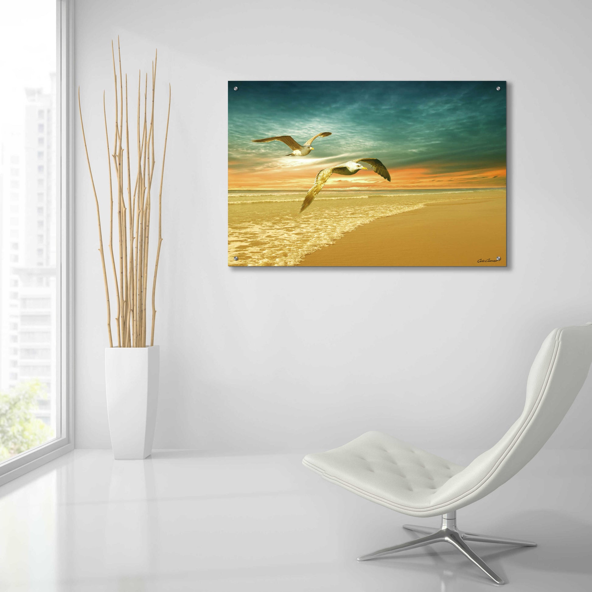 Epic Art 'Soft Sunrise on the Beach 6' by Carlos Casamayor, Acrylic Glass Wall Art,36x24