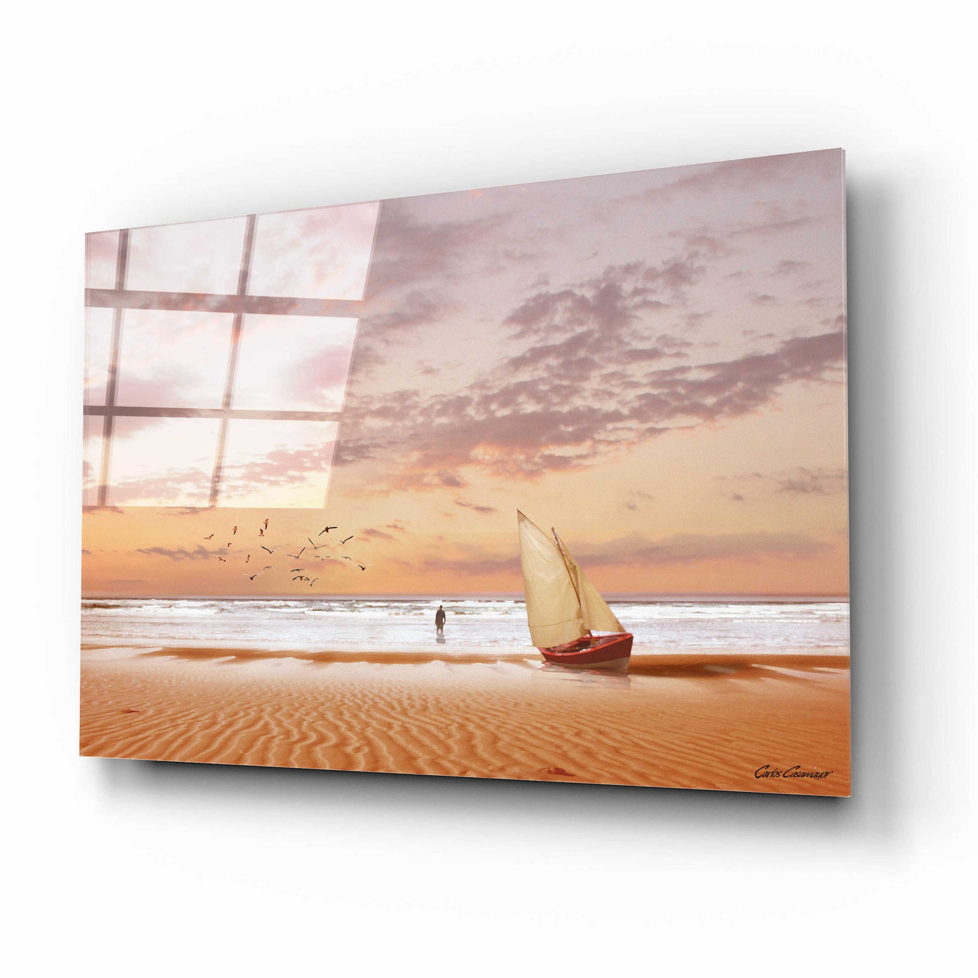 Epic Art 'Soft Sunrise on the Beach 7' by Carlos Casamayor, Acrylic Glass Wall Art,16x12