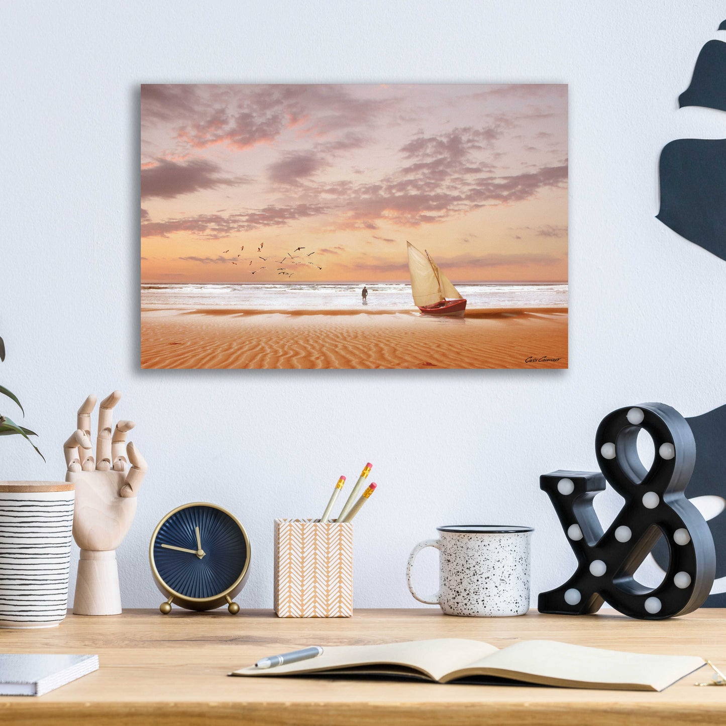 Epic Art 'Soft Sunrise on the Beach 7' by Carlos Casamayor, Acrylic Glass Wall Art,16x12