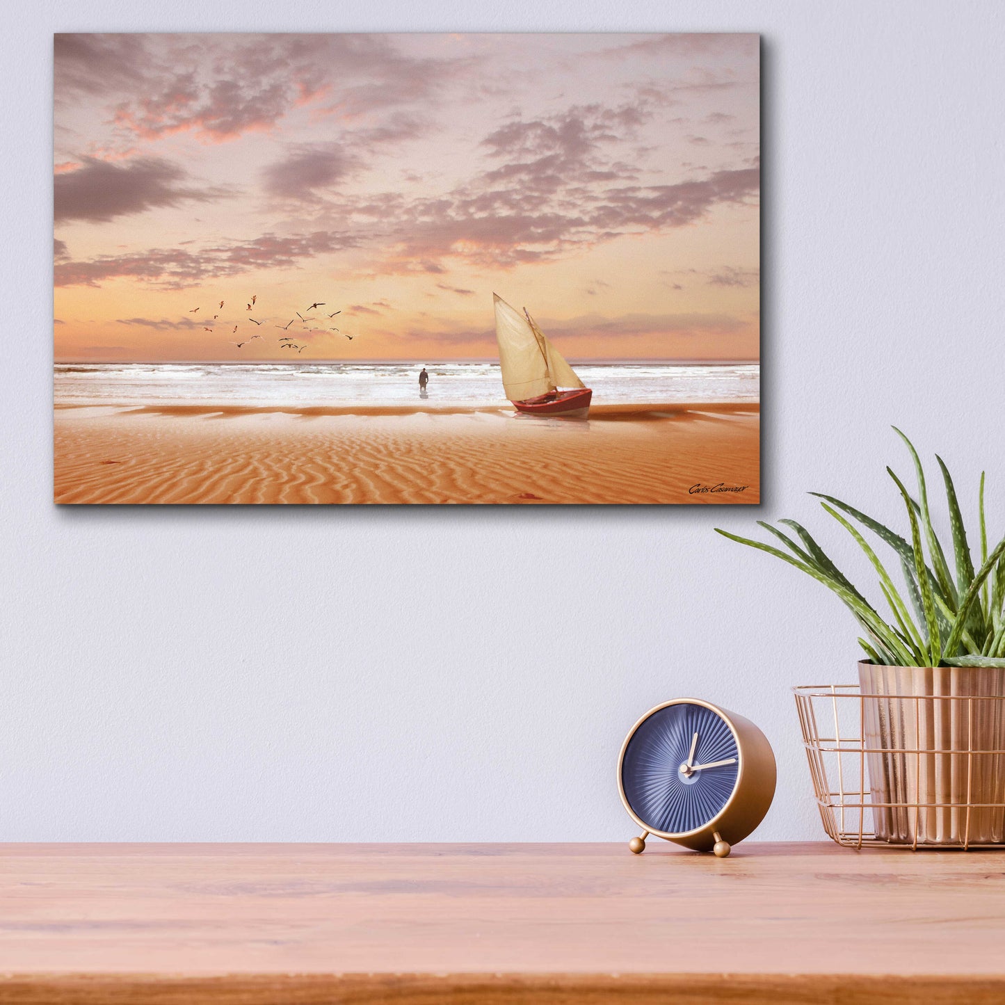 Epic Art 'Soft Sunrise on the Beach 7' by Carlos Casamayor, Acrylic Glass Wall Art,16x12