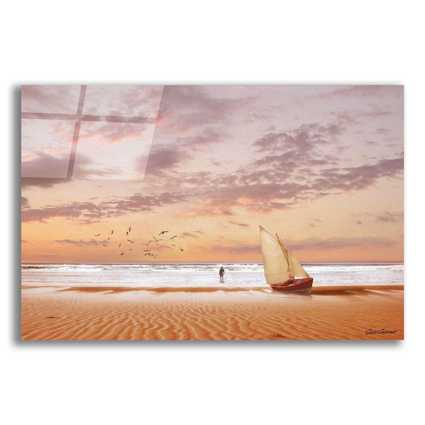 Epic Art 'Soft Sunrise on the Beach 7' by Carlos Casamayor, Acrylic Glass Wall Art,24x16