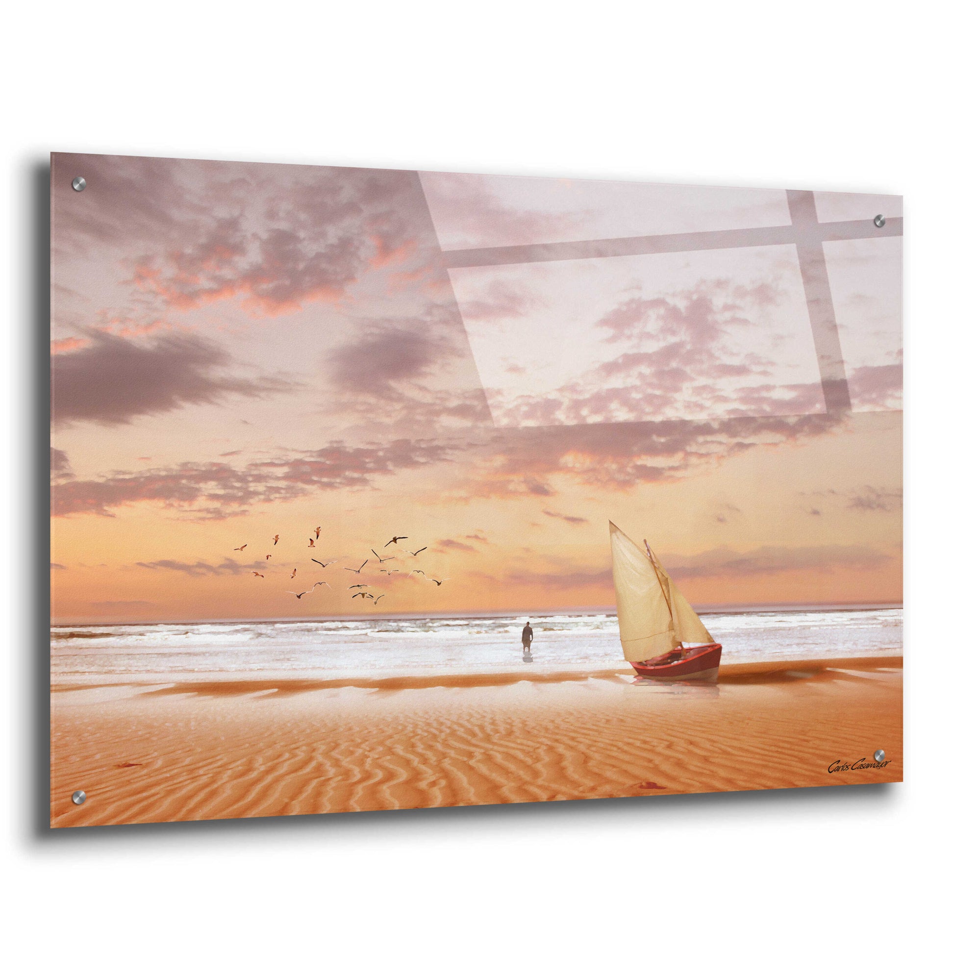 Epic Art 'Soft Sunrise on the Beach 7' by Carlos Casamayor, Acrylic Glass Wall Art,36x24