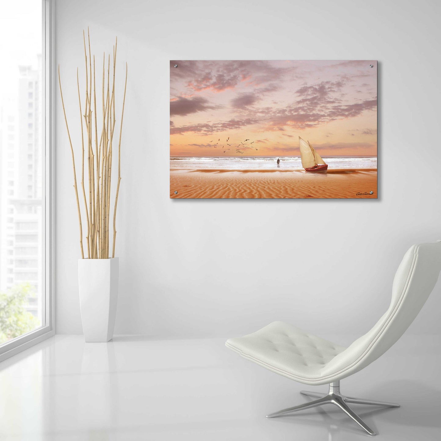 Epic Art 'Soft Sunrise on the Beach 7' by Carlos Casamayor, Acrylic Glass Wall Art,36x24