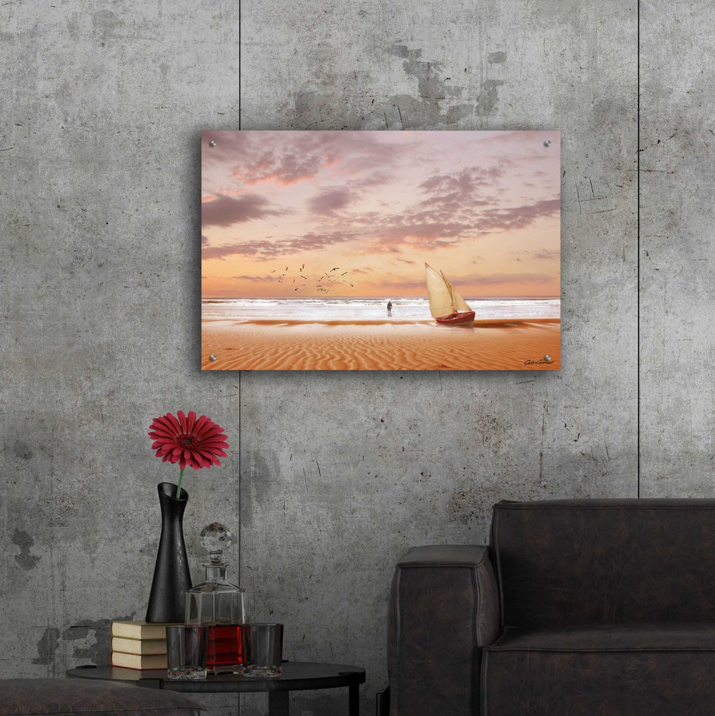 Epic Art 'Soft Sunrise on the Beach 7' by Carlos Casamayor, Acrylic Glass Wall Art,36x24