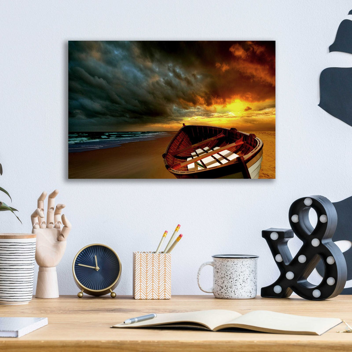 Soft Sunrise on the Beach 9 by Carlos Casamayor - 16x12 acrylic wall art in a room
