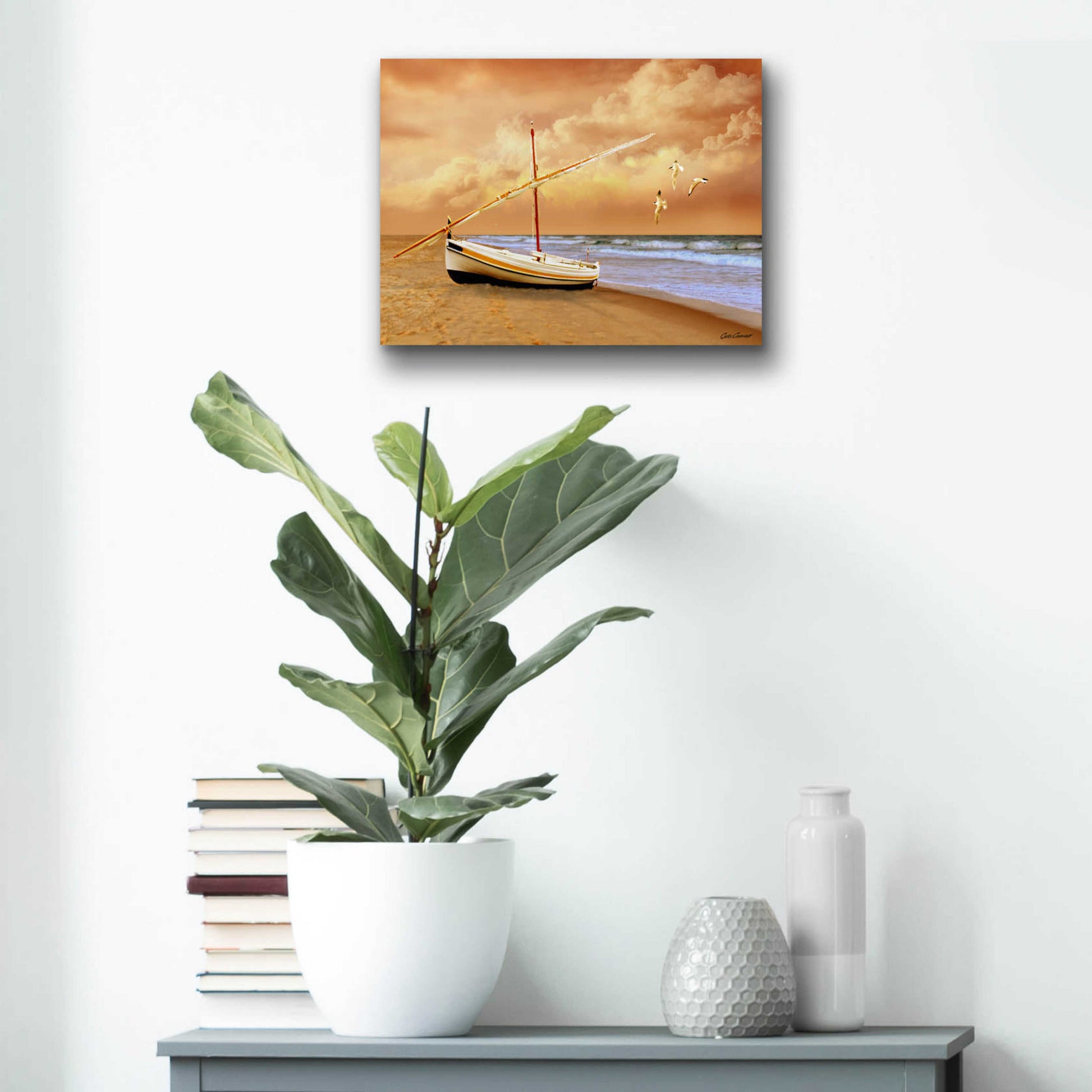 Epic Art 'Soft Sunrise on the Beach 10' by Carlos Casamayor, Acrylic Glass Wall Art,16x12