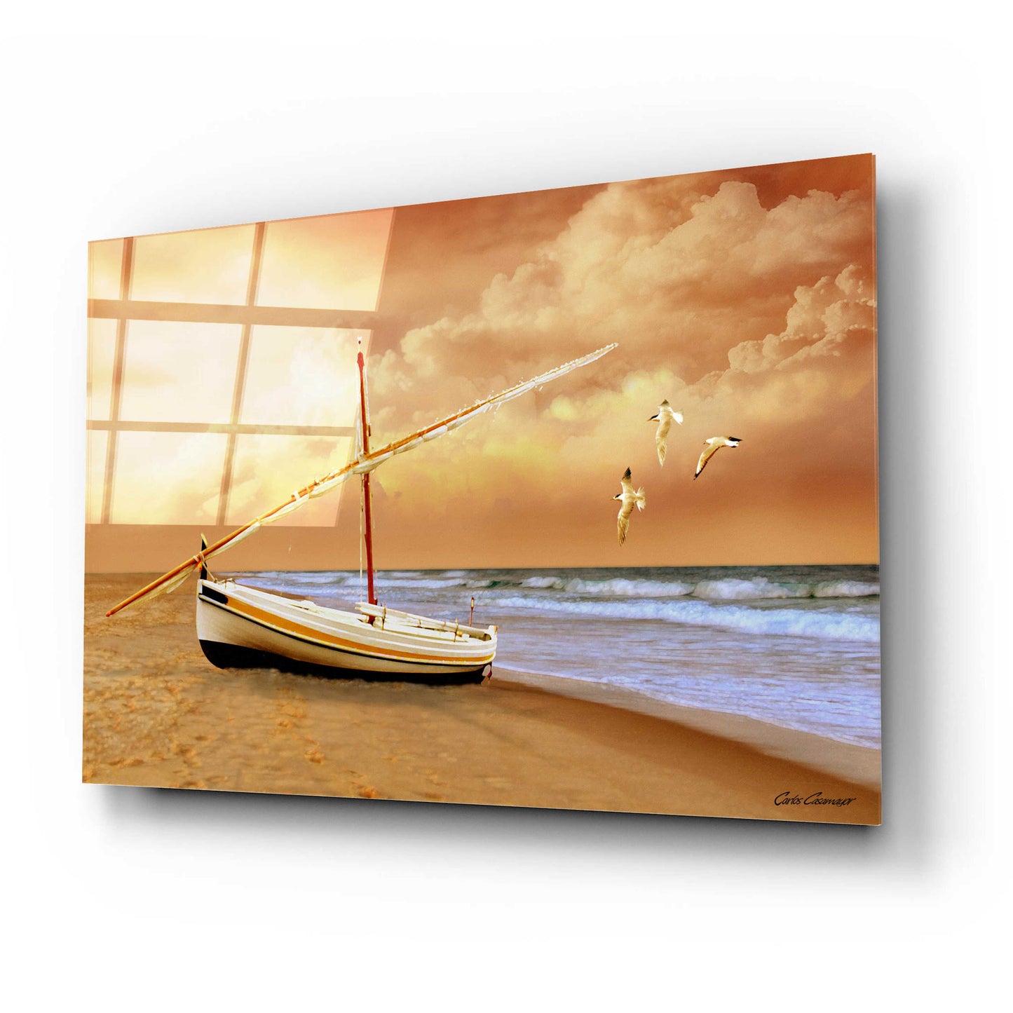 Epic Art 'Soft Sunrise on the Beach 10' by Carlos Casamayor, Acrylic Glass Wall Art,24x16