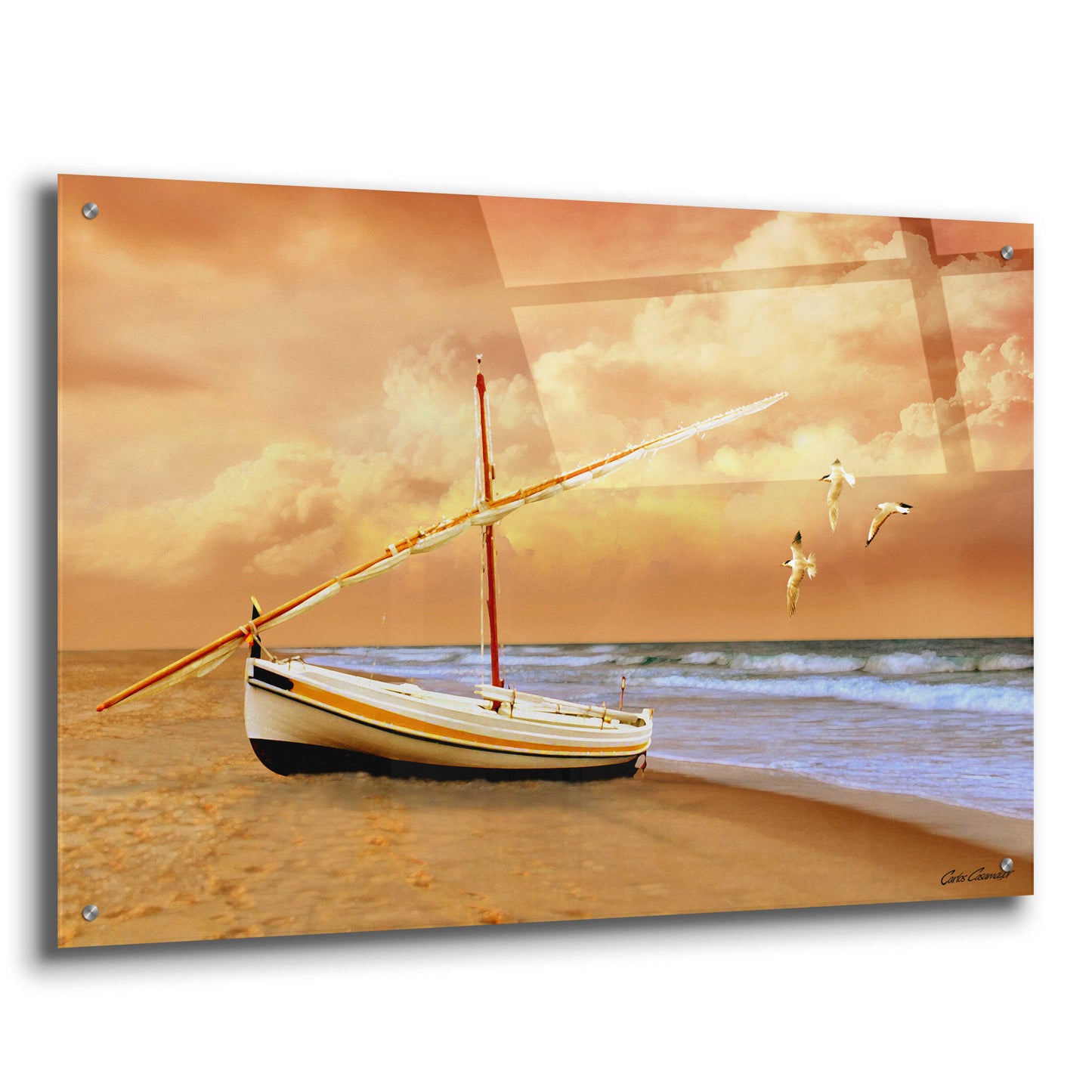 Epic Art 'Soft Sunrise on the Beach 10' by Carlos Casamayor, Acrylic Glass Wall Art,36x24