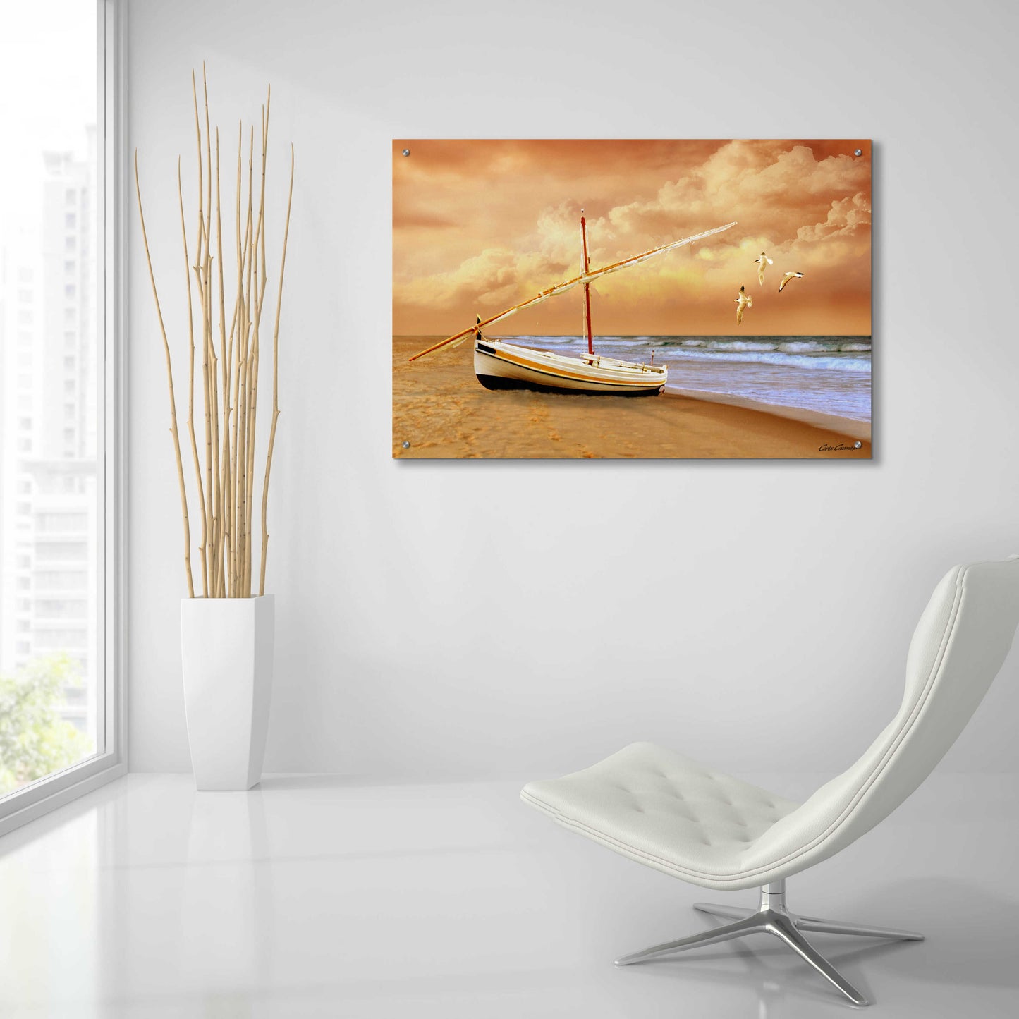 Epic Art 'Soft Sunrise on the Beach 10' by Carlos Casamayor, Acrylic Glass Wall Art,36x24