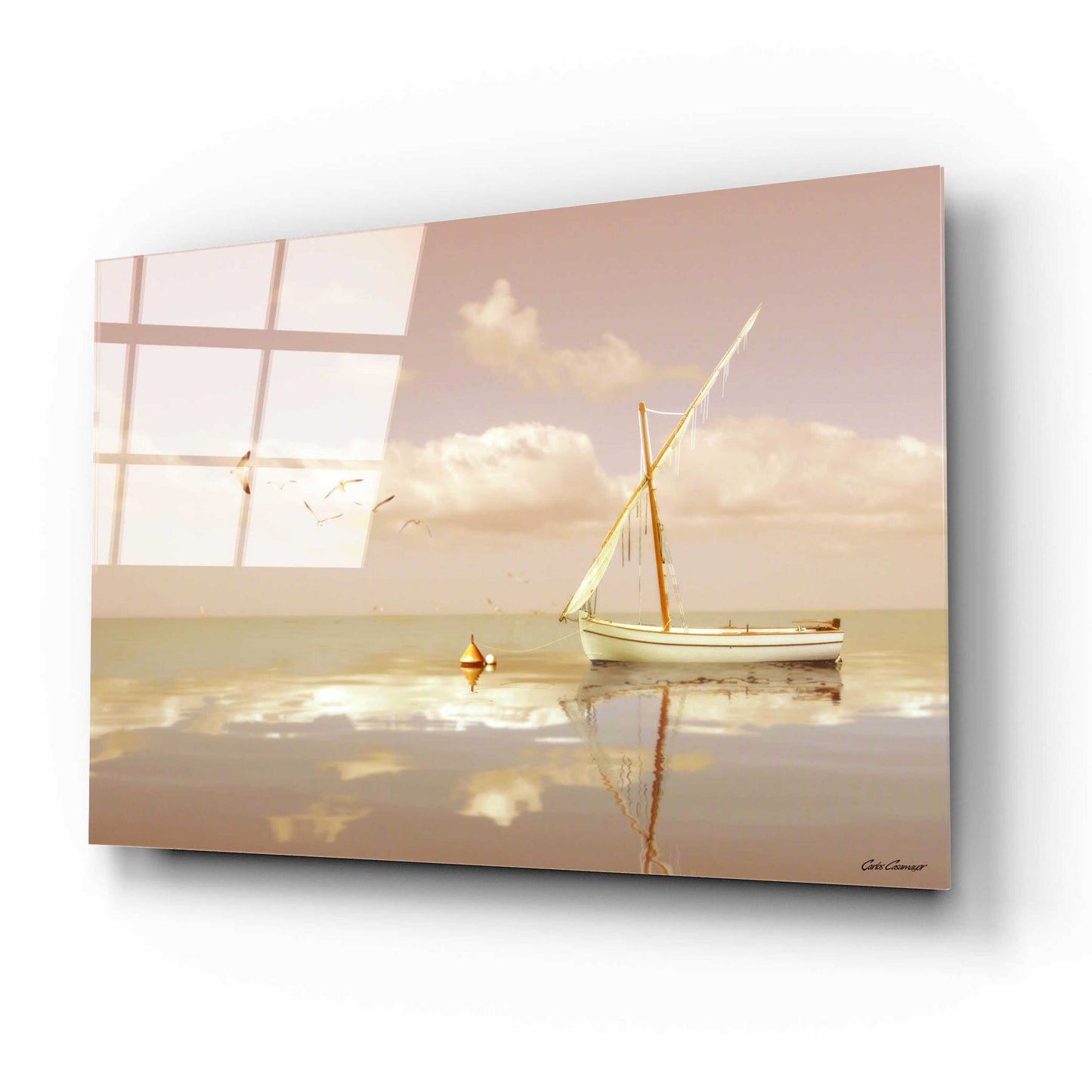 Epic Art 'Soft Sunrise on the Beach 12' by Carlos Casamayor, Acrylic Glass Wall Art,16x12