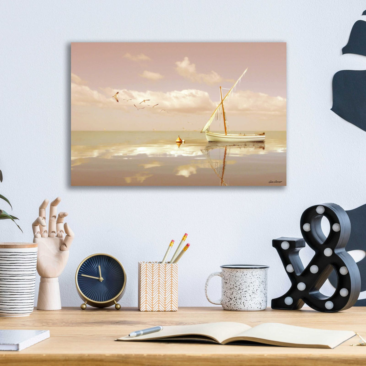 Soft Sunrise on the Beach 12 by Carlos Casamayor - 16x12 acrylic wall art in a room
