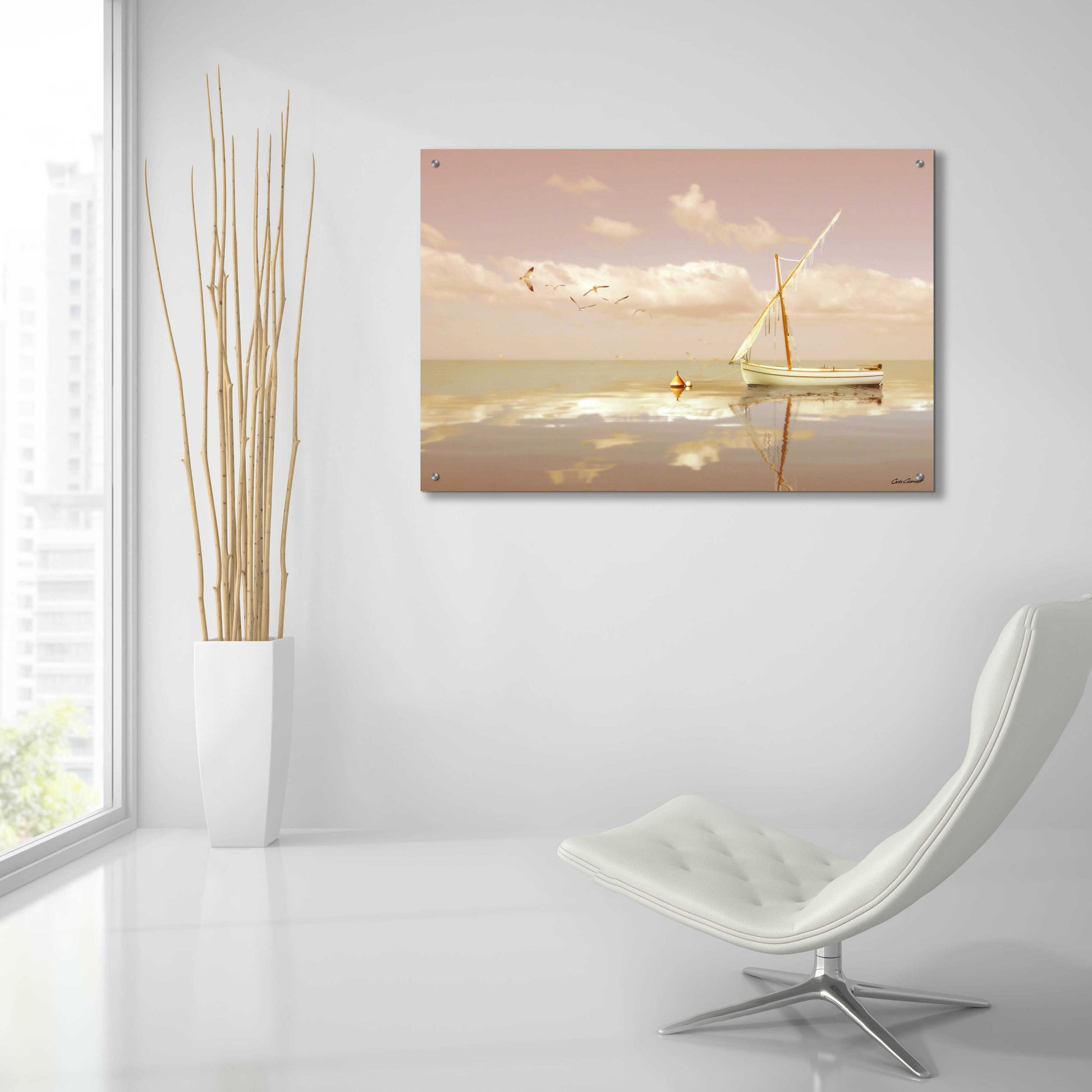 Epic Art 'Soft Sunrise on the Beach 12' by Carlos Casamayor, Acrylic Glass Wall Art,36x24