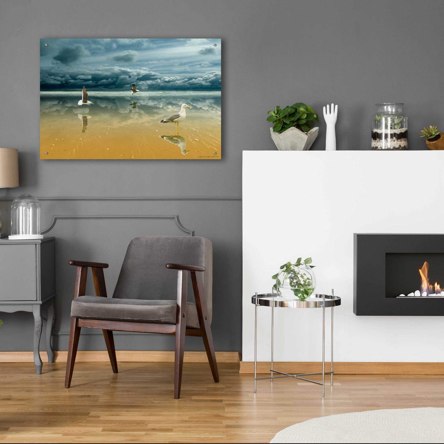 Epic Art 'Seagulls on the Beach' by Carlos Casamayor, Acrylic Glass Wall Art,36x24