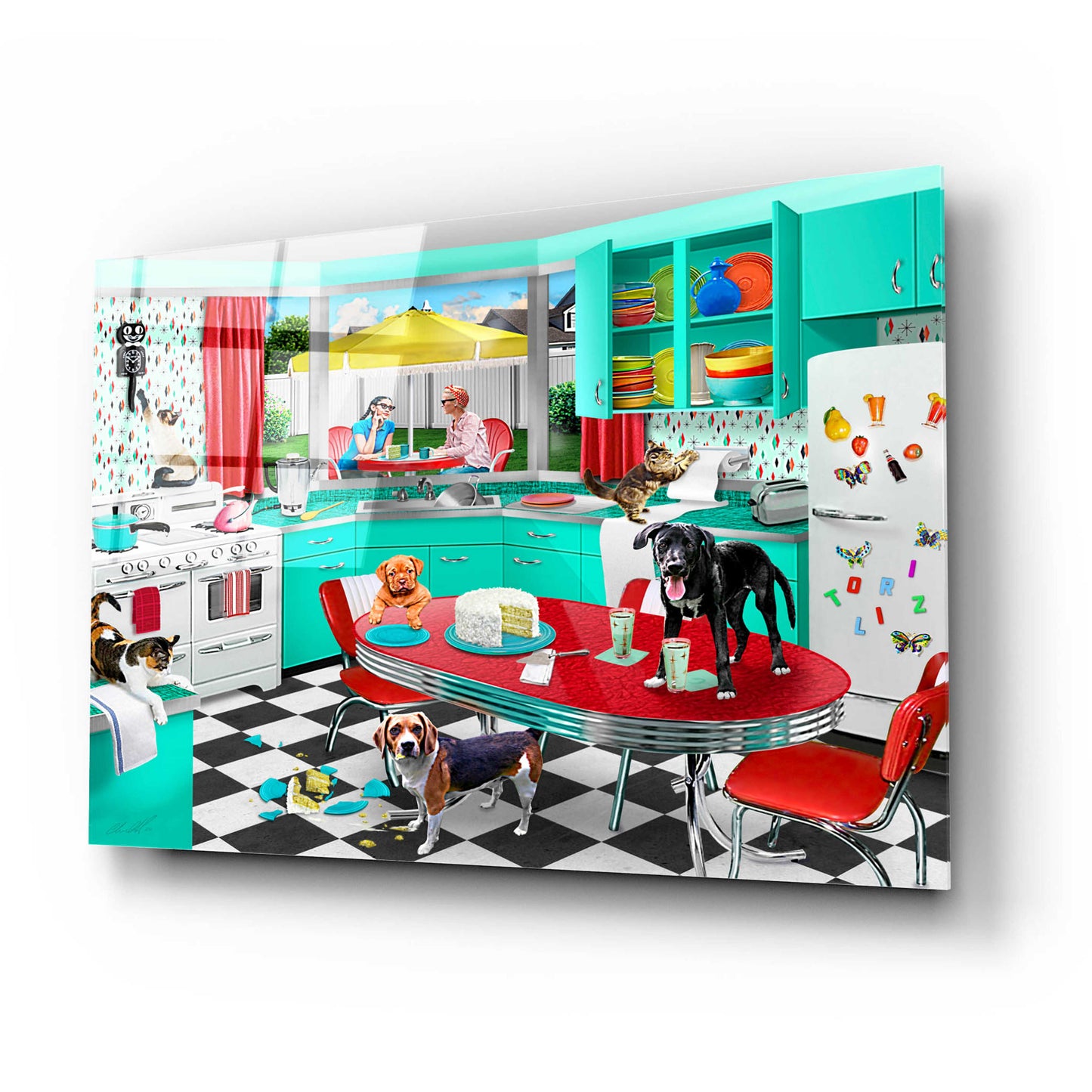 Epic Art '32 Kitchen Mischief' by Chris Dobrowolski, Acrylic Glass Wall Art,24x16