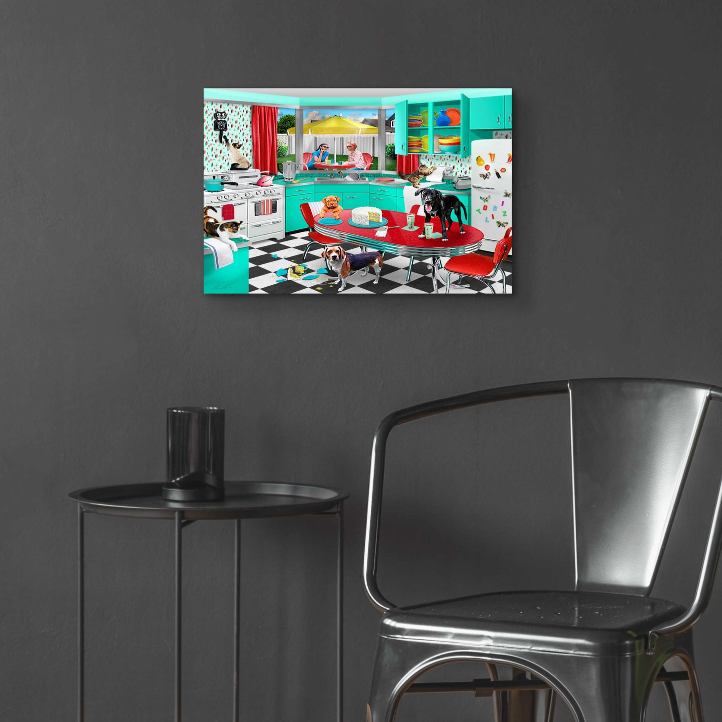 Epic Art '32 Kitchen Mischief' by Chris Dobrowolski, Acrylic Glass Wall Art,24x16