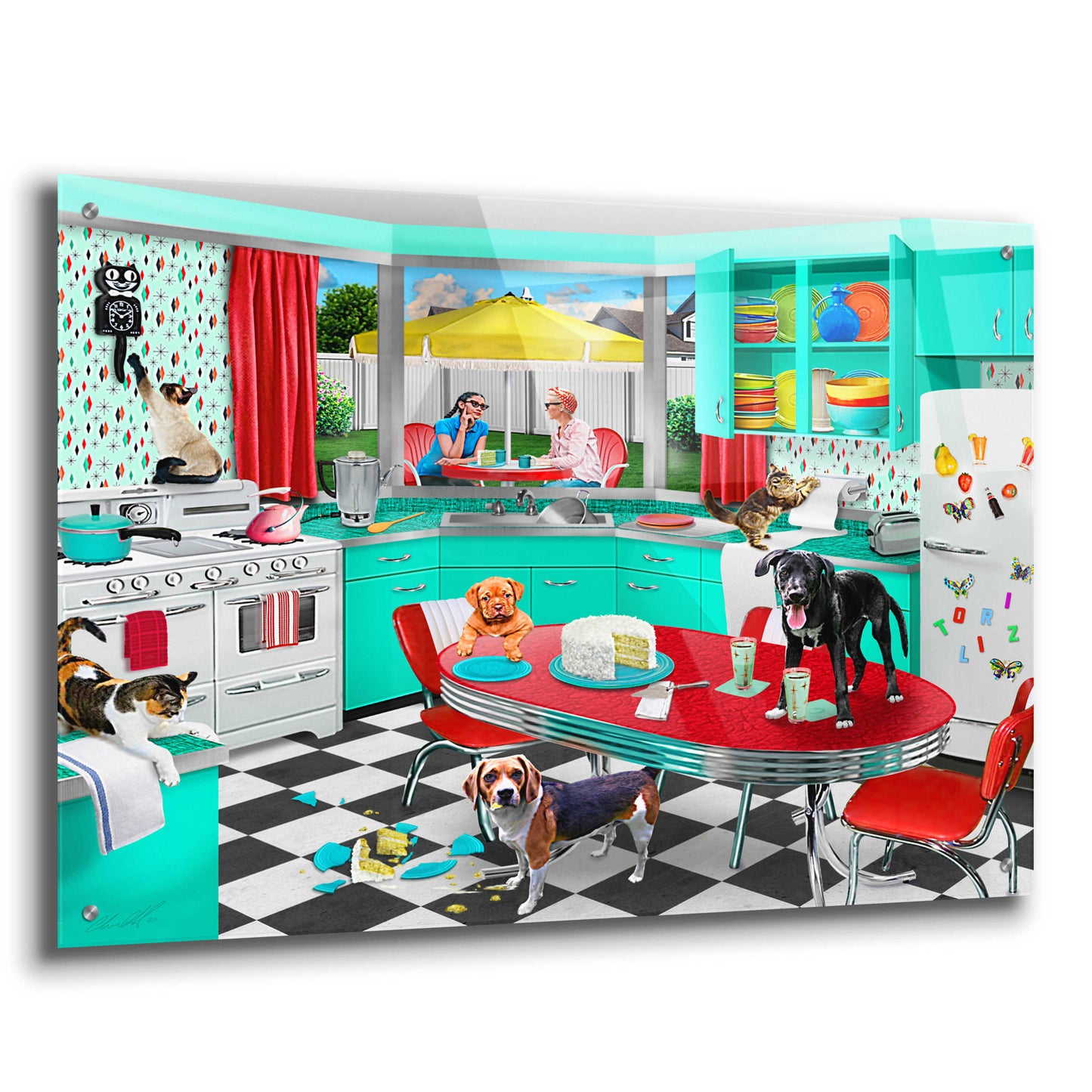 Epic Art '32 Kitchen Mischief' by Chris Dobrowolski, Acrylic Glass Wall Art,36x24