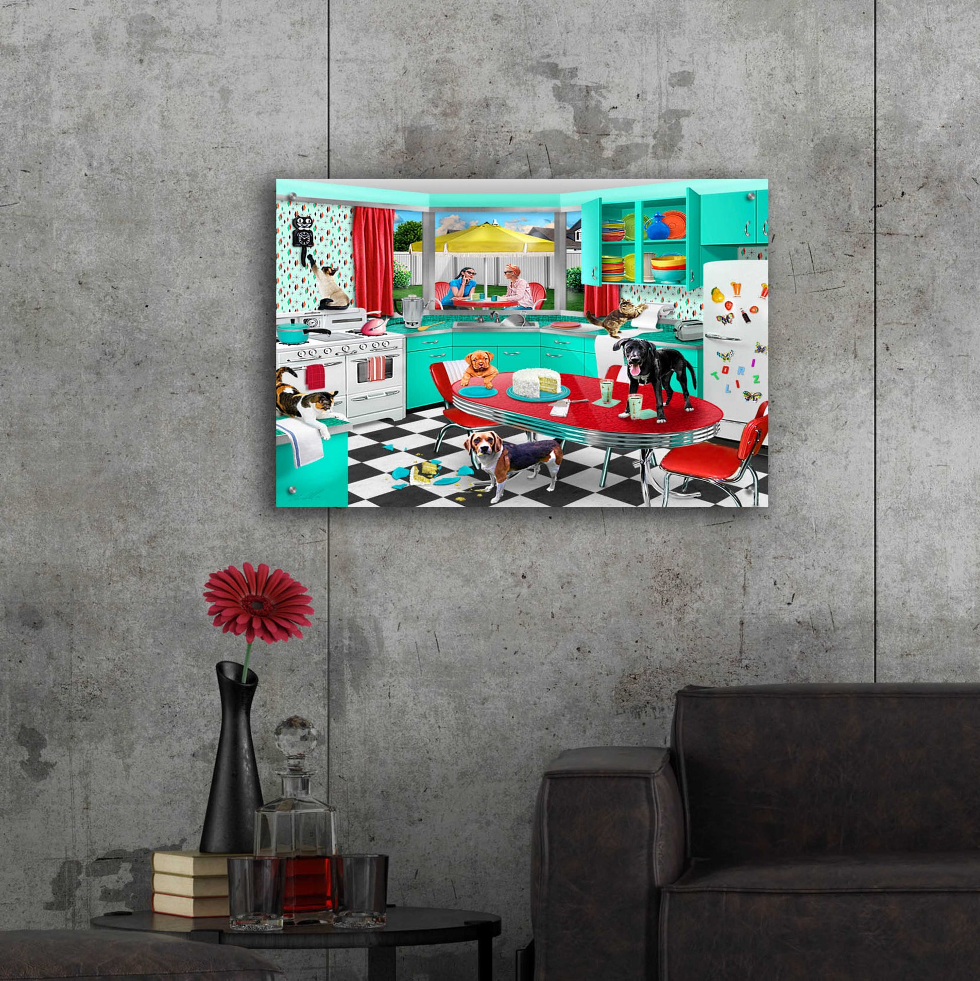 Epic Art '32 Kitchen Mischief' by Chris Dobrowolski, Acrylic Glass Wall Art,36x24