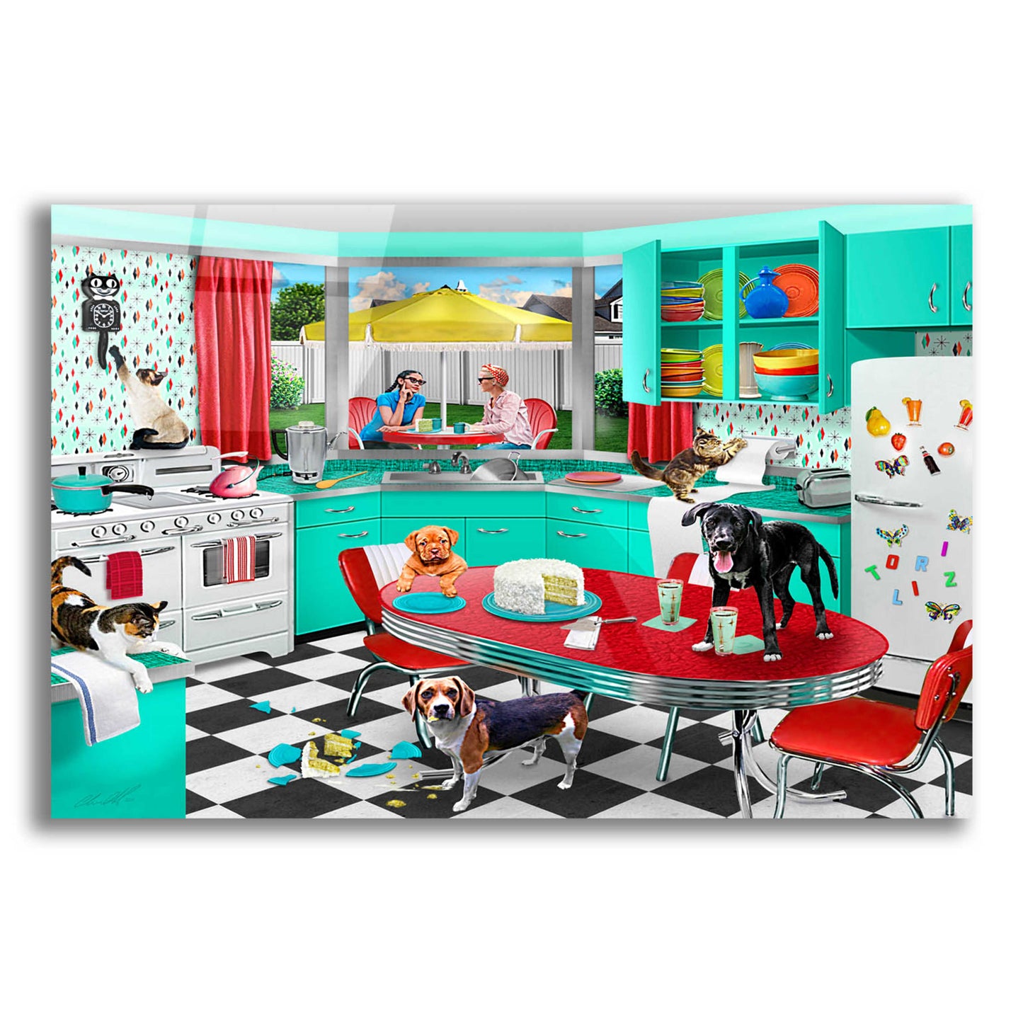 Epic Art '32 Kitchen Mischief' by Chris Dobrowolski, Acrylic Glass Wall Art