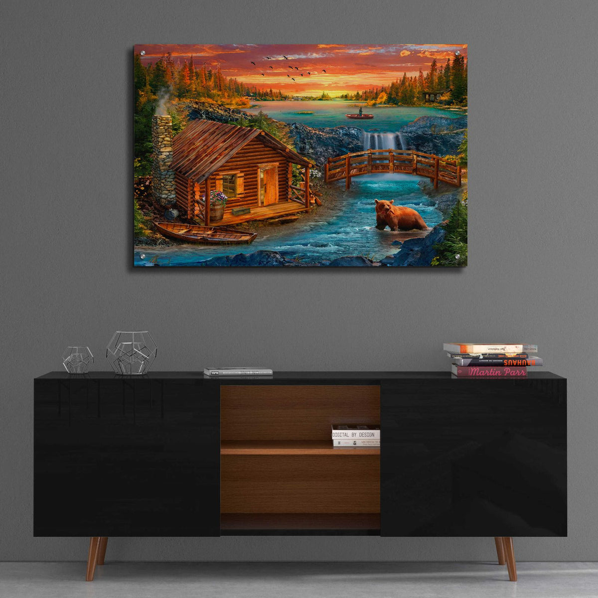 33_River_Cabin by Chris Dobrowolski - 36x24 acrylic wall art in a room