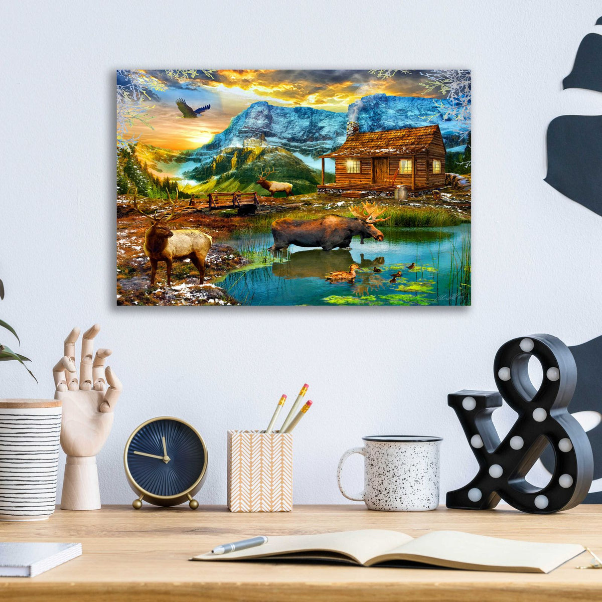 35 Winter Cabin by Chris Dobrowolski - 16x12 acrylic wall art in a room