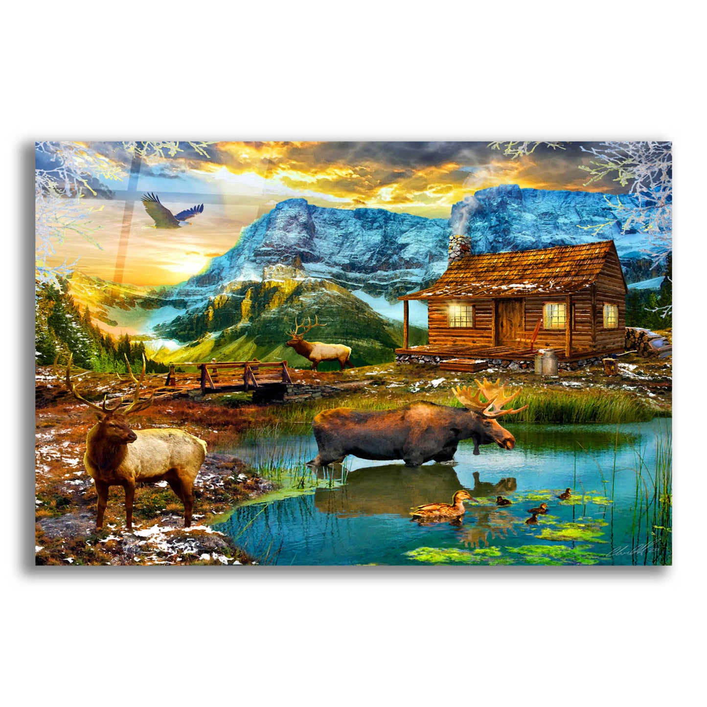 Epic Art '35 Winter Cabin' by Chris Dobrowolski, Acrylic Glass Wall Art,24x16