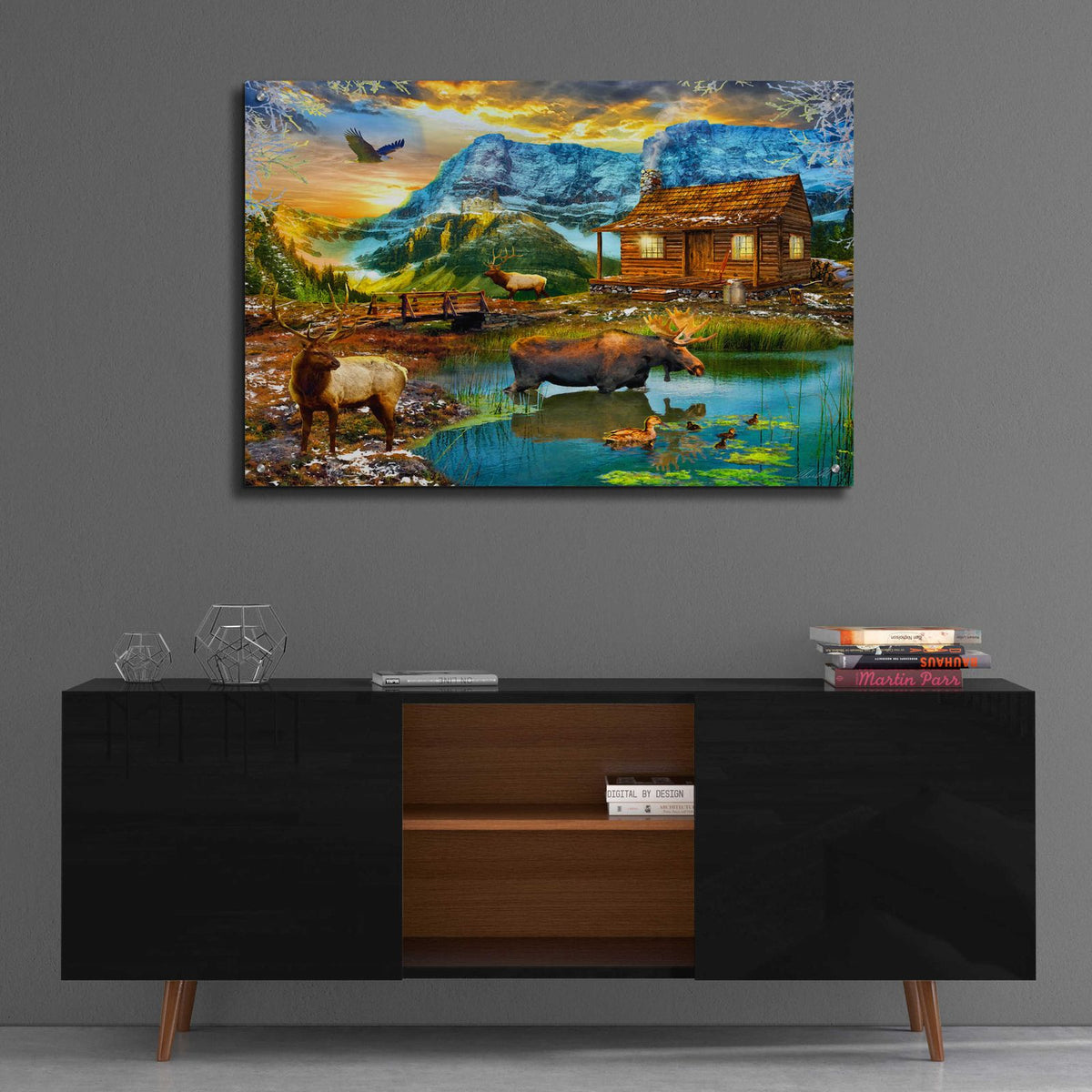 35 Winter Cabin by Chris Dobrowolski - 36x24 acrylic wall art in a room