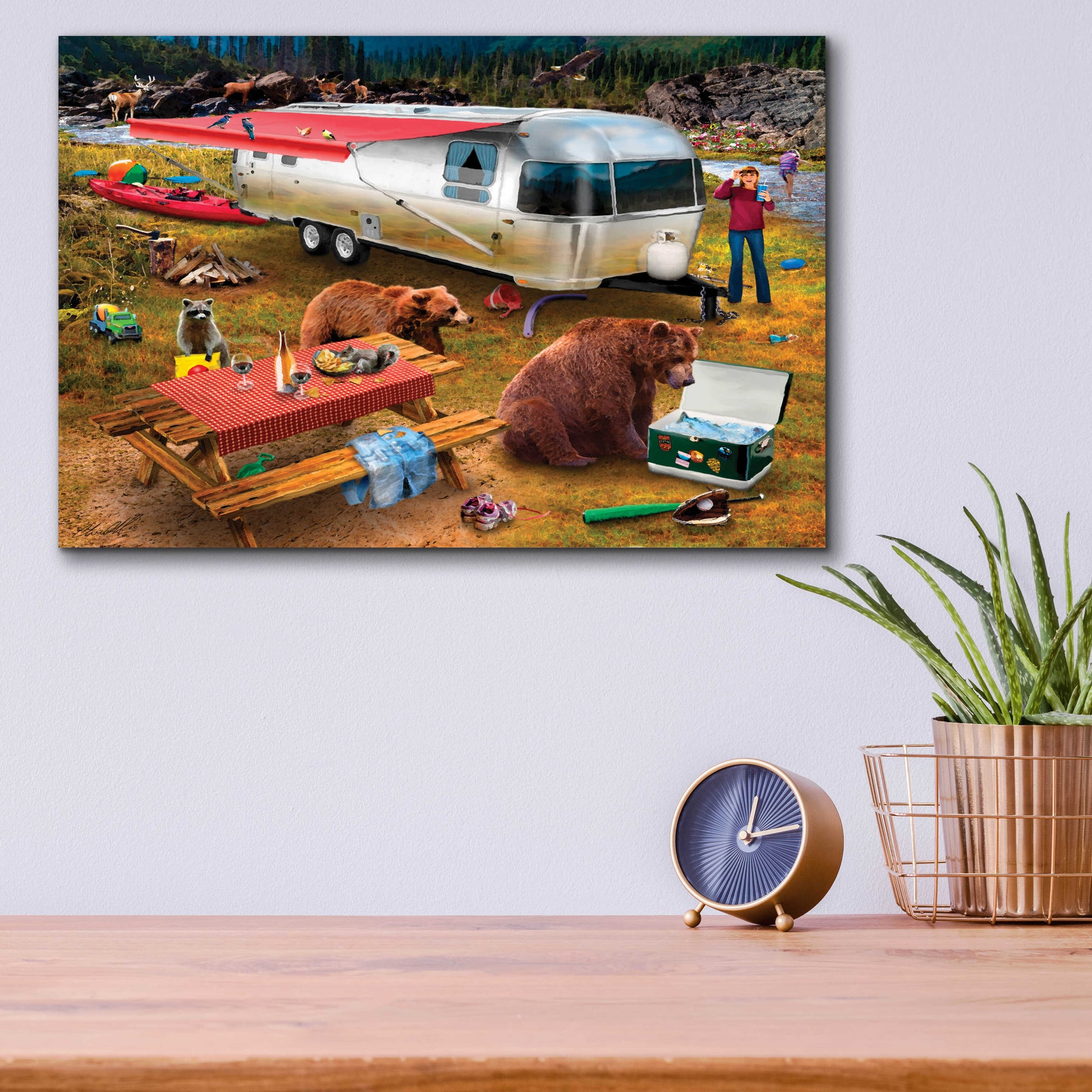 Epic Art 'Camping Bandits' by Chris Dobrowolski, Acrylic Glass Wall Art,16x12