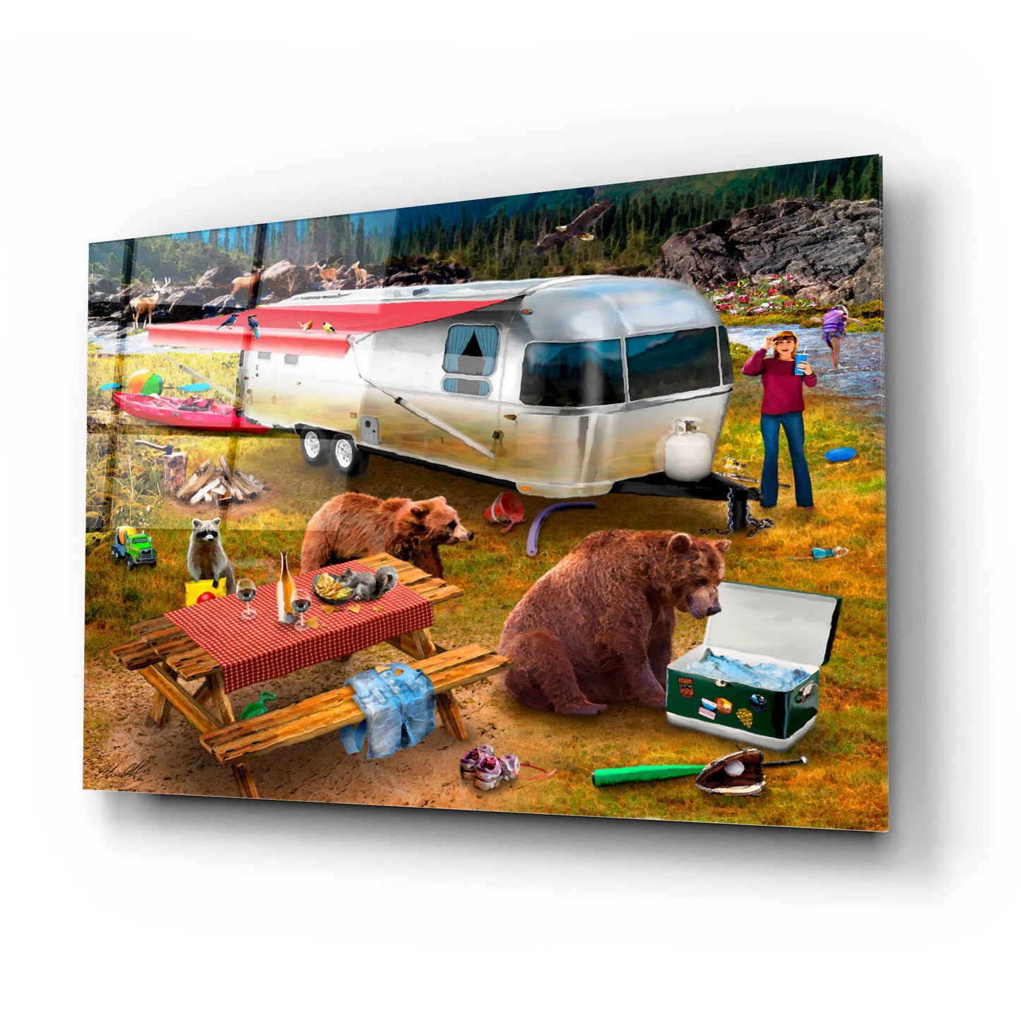 Epic Art 'Camping Bandits' by Chris Dobrowolski, Acrylic Glass Wall Art,24x16