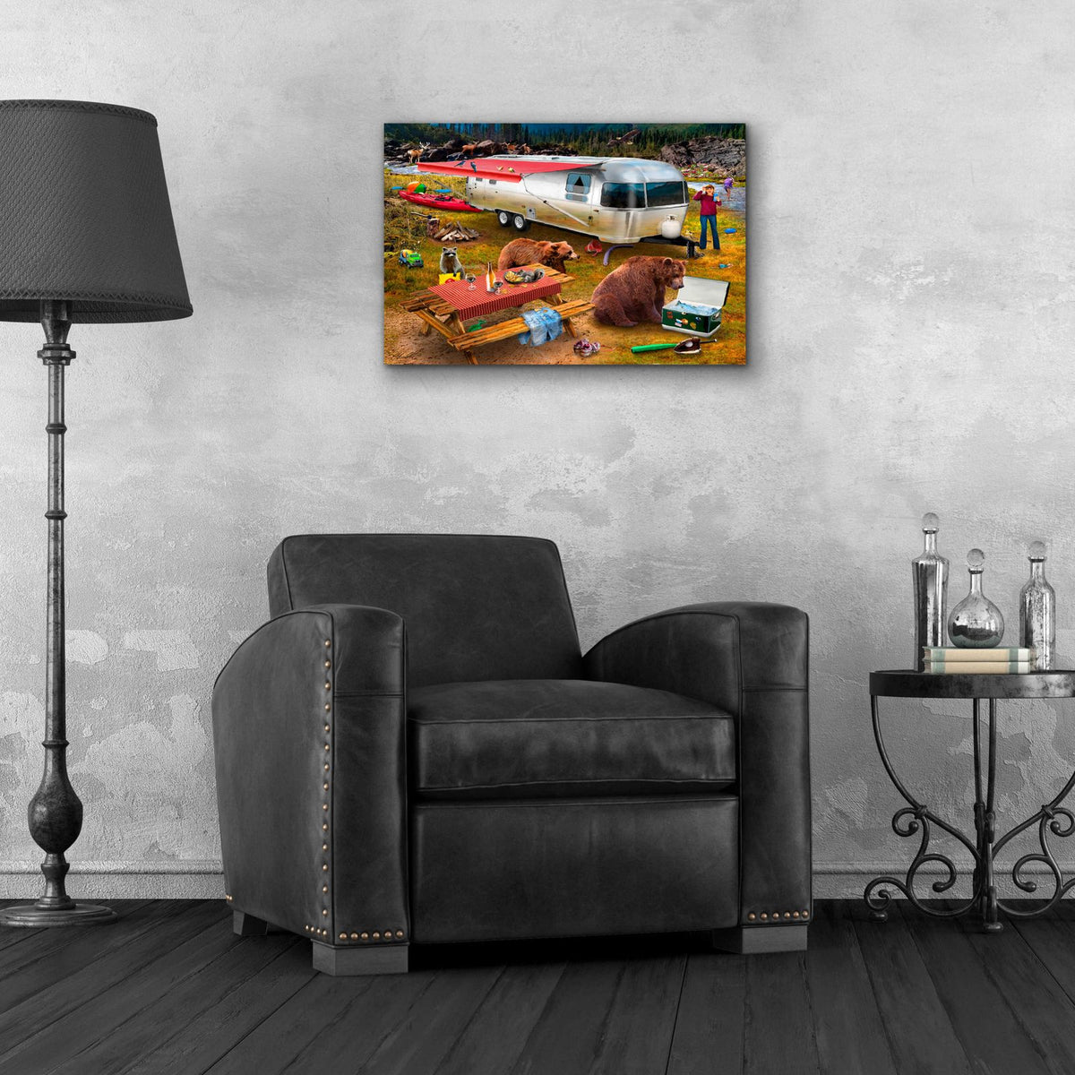 Camping Bandits by Chris Dobrowolski - 24x16 acrylic wall art in a room