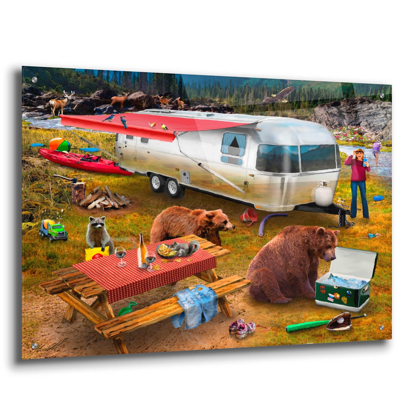 Epic Art 'Camping Bandits' by Chris Dobrowolski, Acrylic Glass Wall Art,36x24