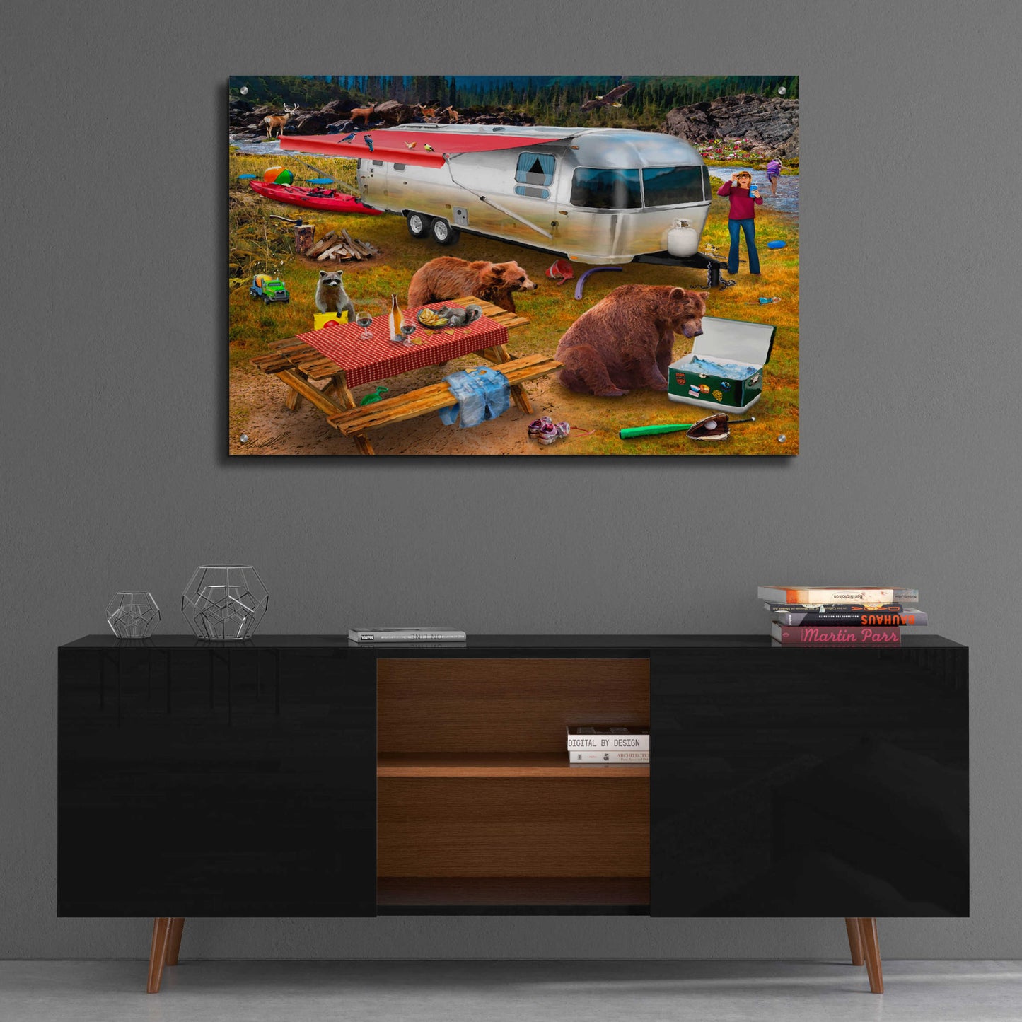 Epic Art 'Camping Bandits' by Chris Dobrowolski, Acrylic Glass Wall Art,36x24