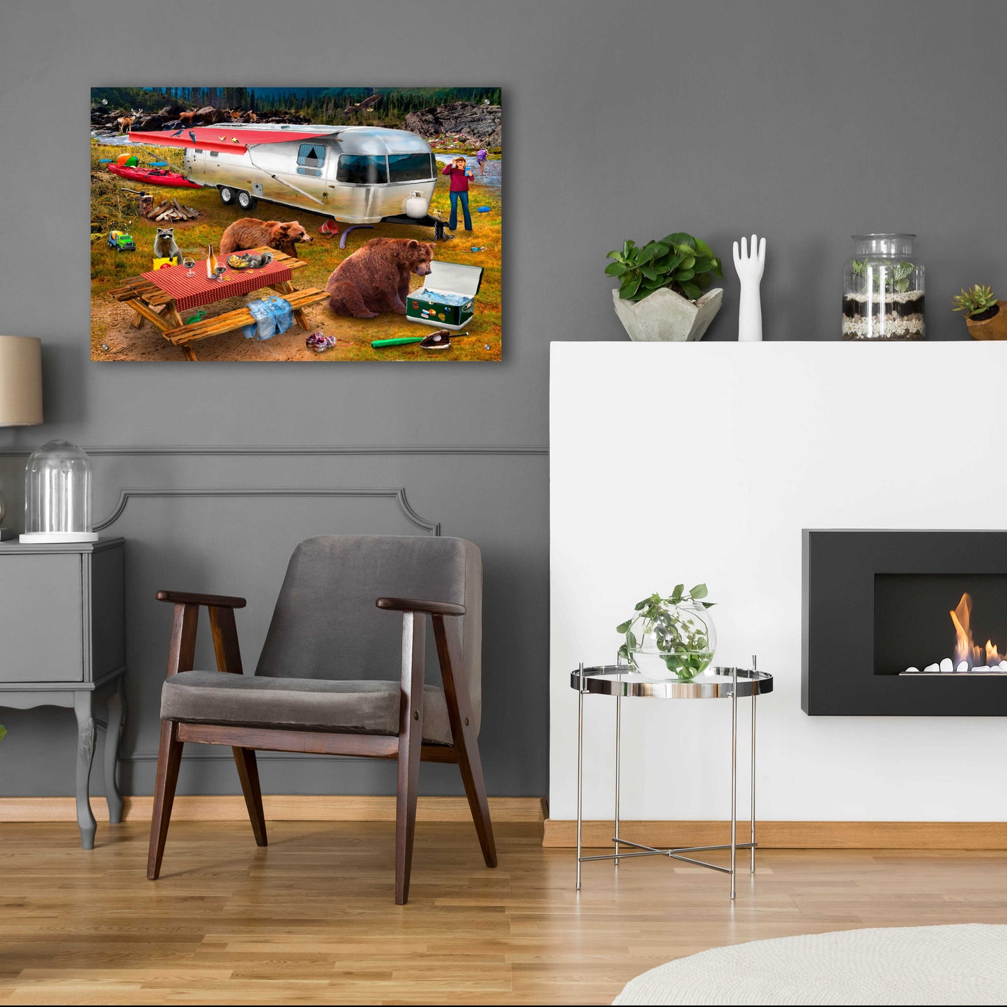 Epic Art 'Camping Bandits' by Chris Dobrowolski, Acrylic Glass Wall Art,36x24