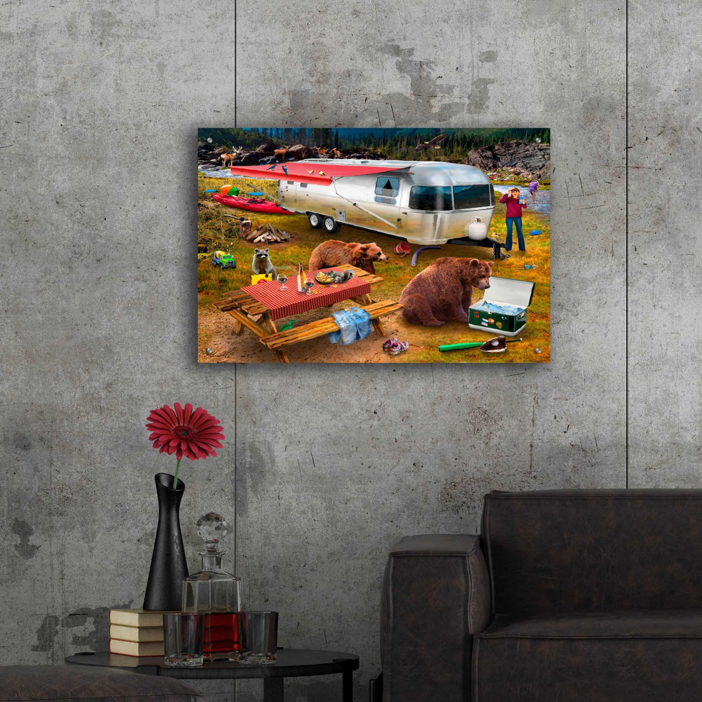 Epic Art 'Camping Bandits' by Chris Dobrowolski, Acrylic Glass Wall Art,36x24