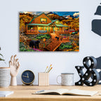 Epic Art 'Mountain Cabin Watercolor' by Chris Dobrowolski, Acrylic Glass Wall Art,16x12