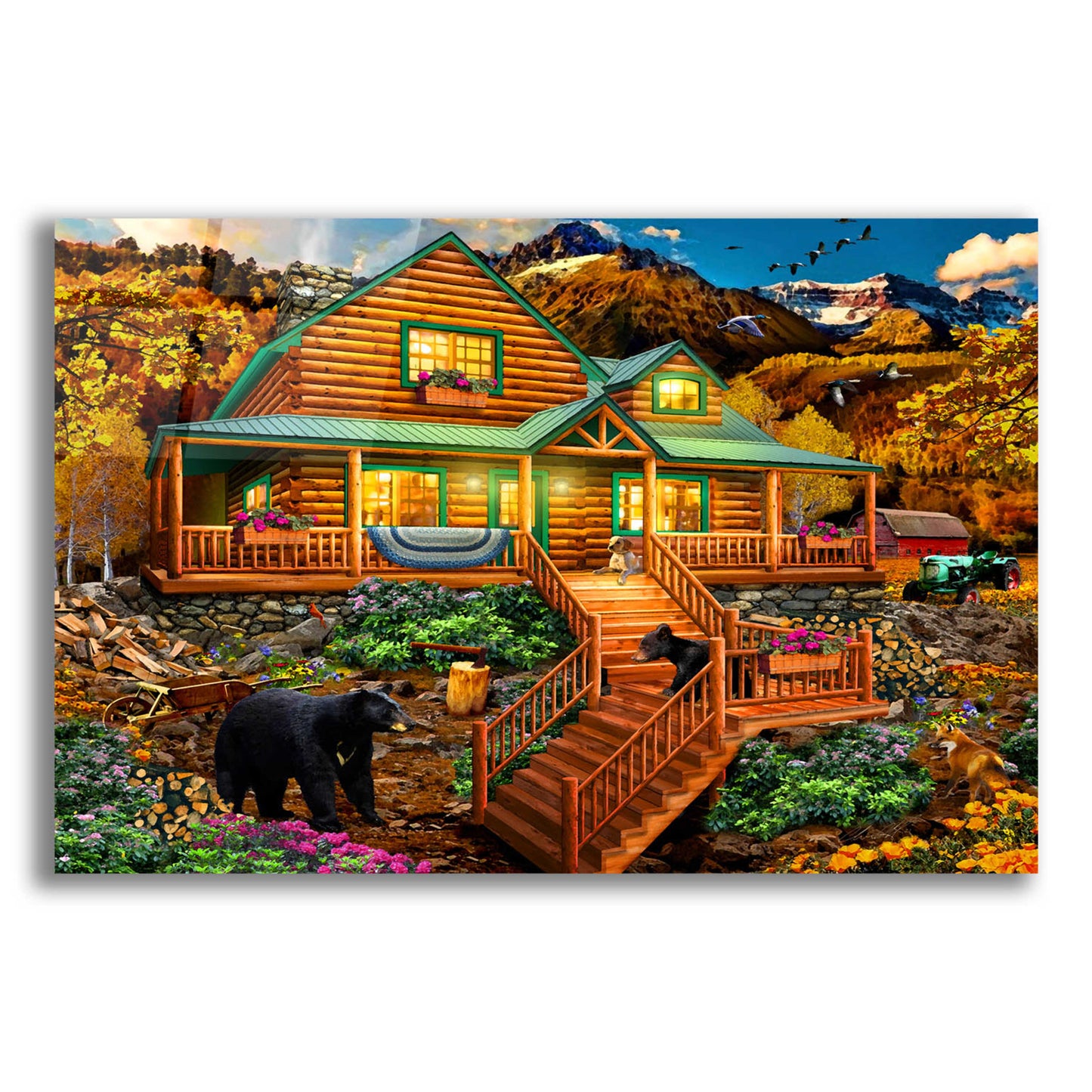 Epic Art 'Mountain Cabin Watercolor' by Chris Dobrowolski, Acrylic Glass Wall Art