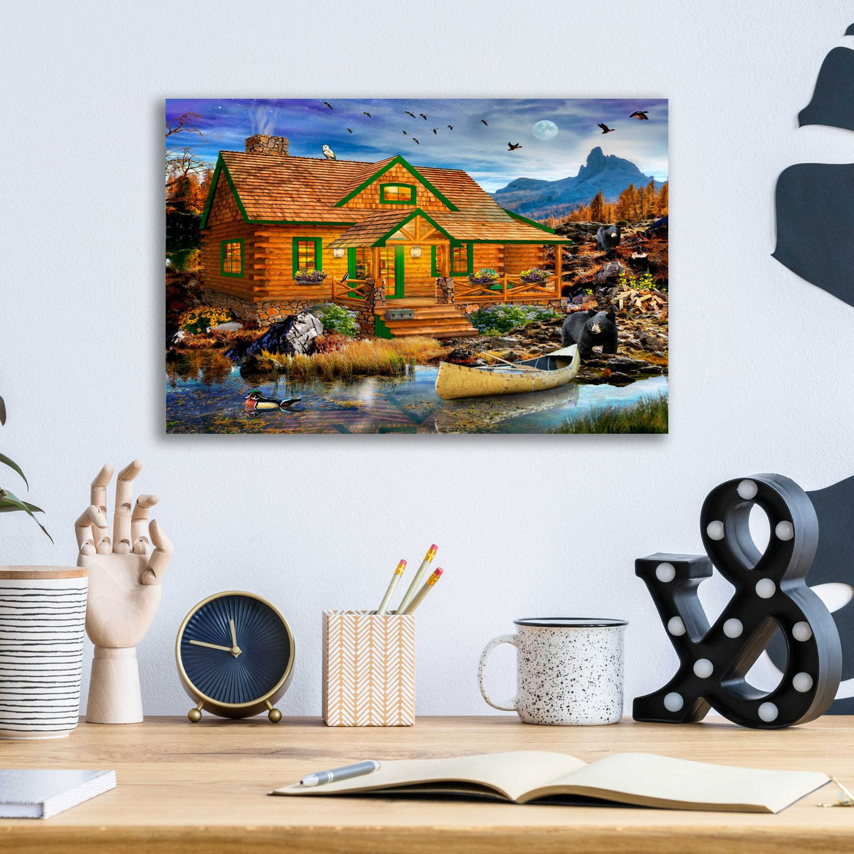 Blue Mountain Cabin by Chris Dobrowolski - 16x12 acrylic wall art in a room