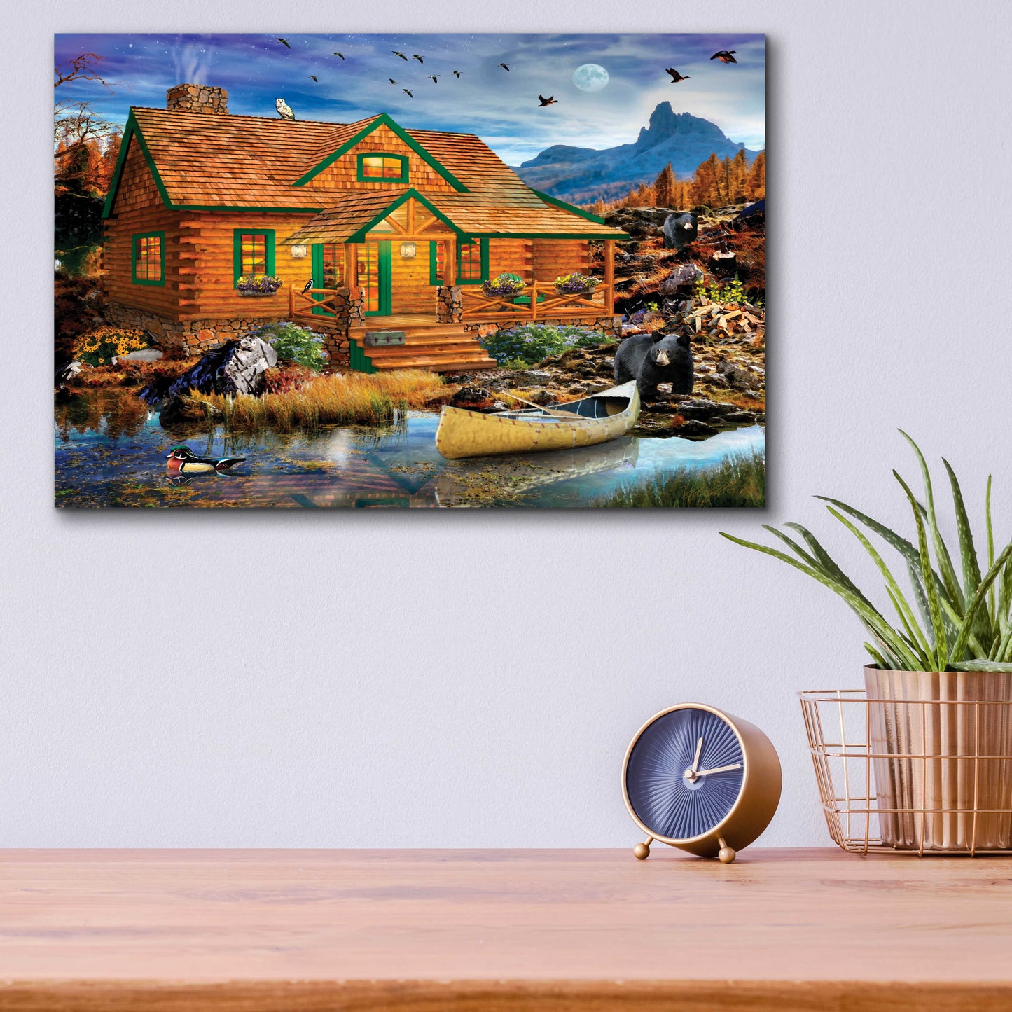 Epic Art 'Blue Mountain Cabin' by Chris Dobrowolski, Acrylic Glass Wall Art,16x12