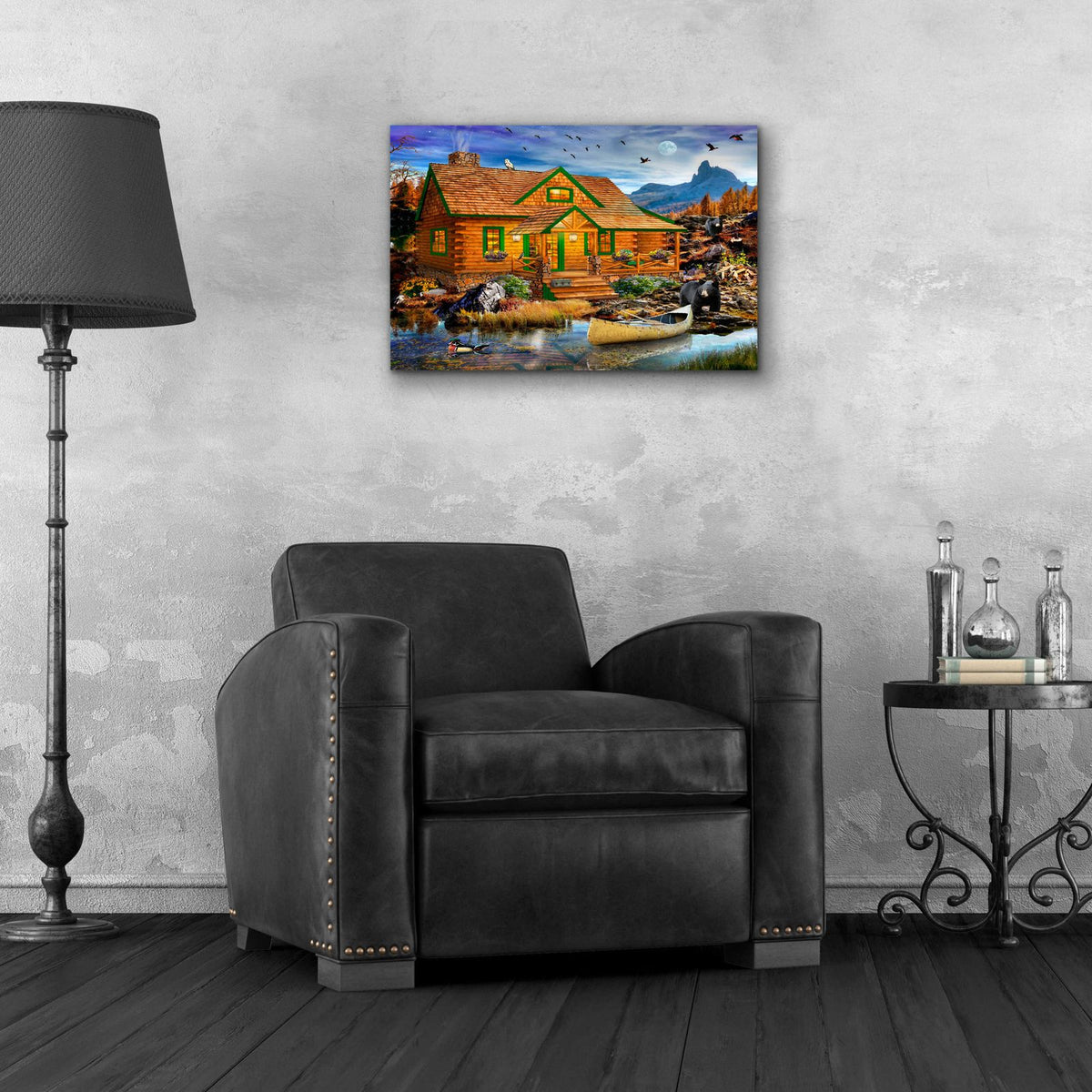 Blue Mountain Cabin by Chris Dobrowolski - 24x16 acrylic wall art in a room