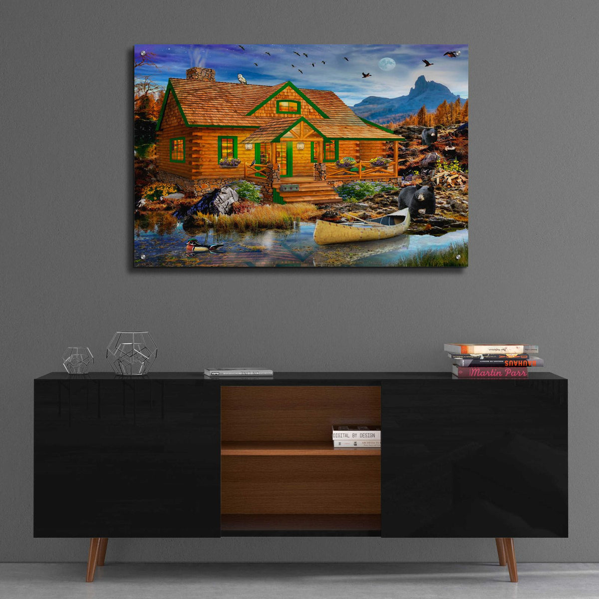 Blue Mountain Cabin by Chris Dobrowolski - 36x24 acrylic wall art in a room