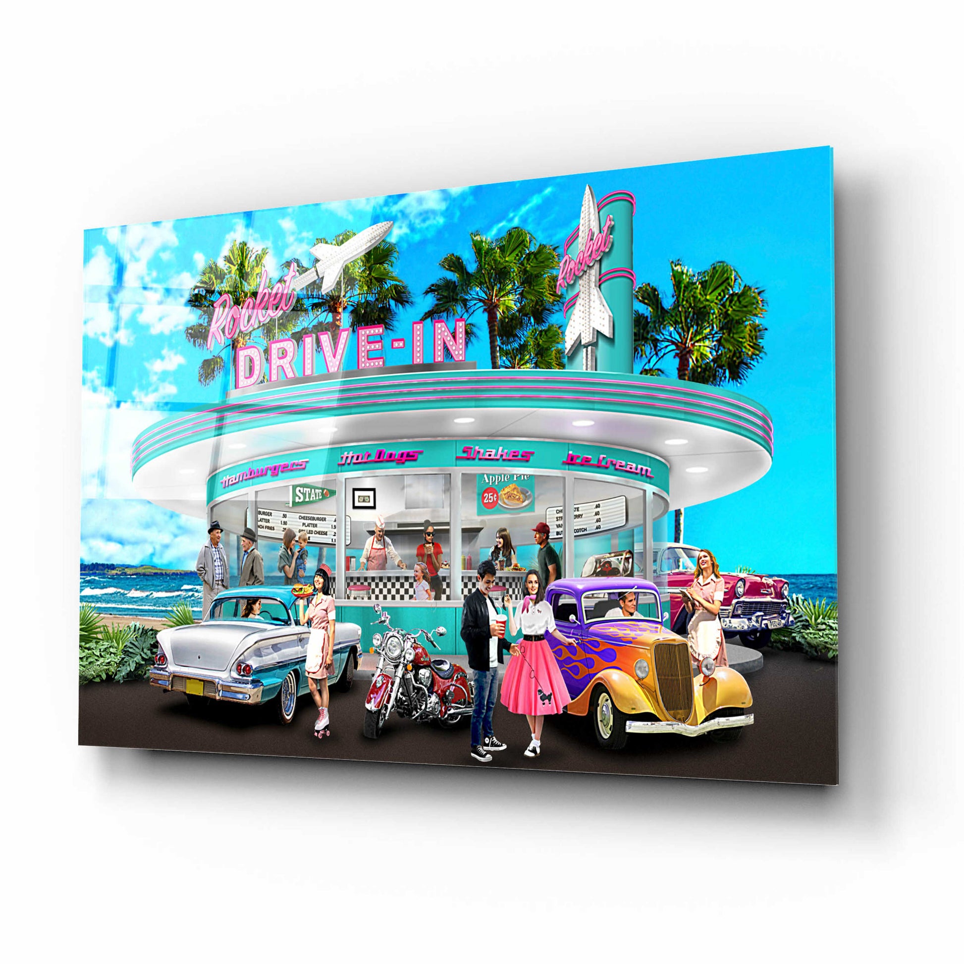 Epic Art 'Rocket Drive-In' by Chris Dobrowolski, Acrylic Glass Wall Art,16x12