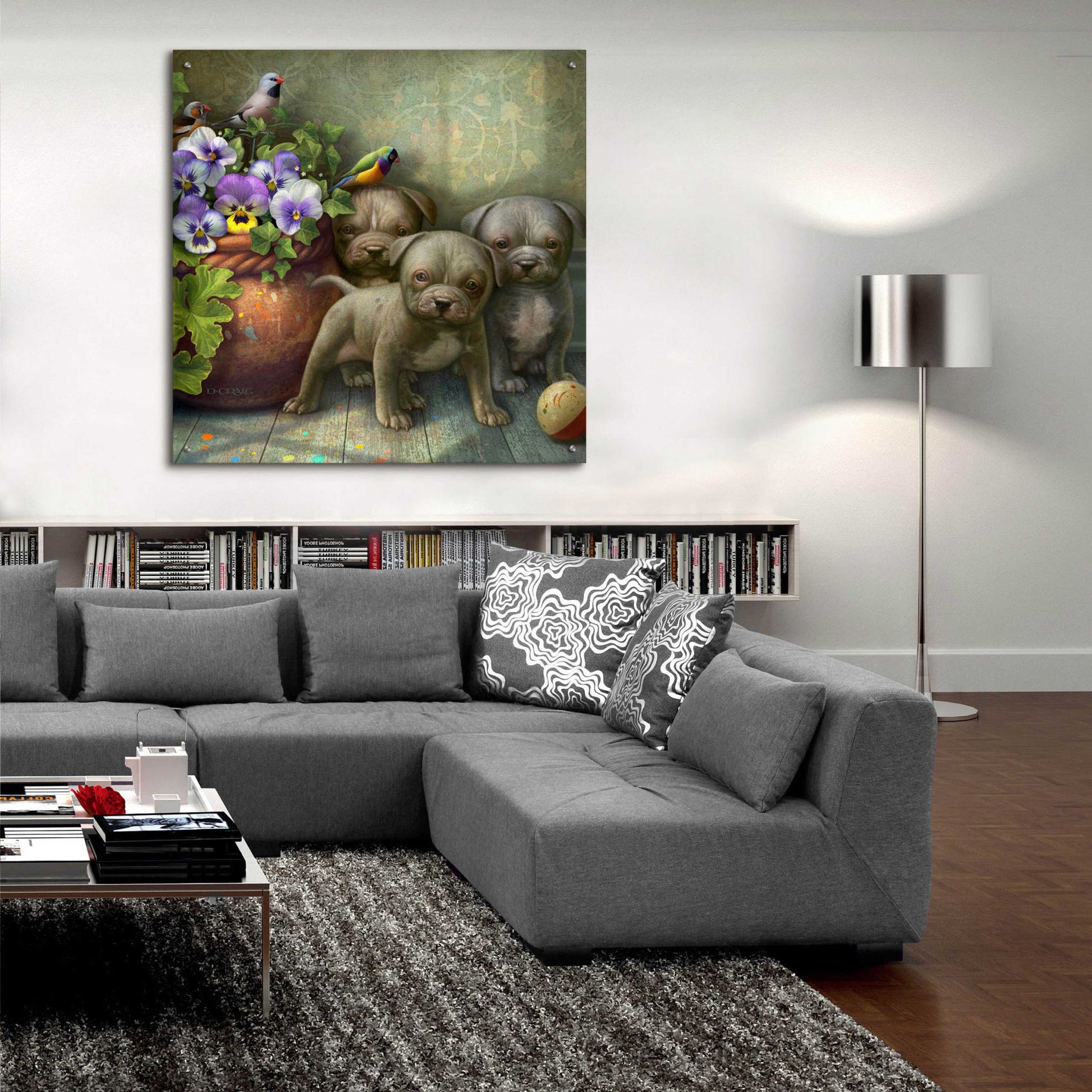 Epic Art 'Pit Bull Pups' by Dan Craig, Acrylic Glass Wall Art,36x36