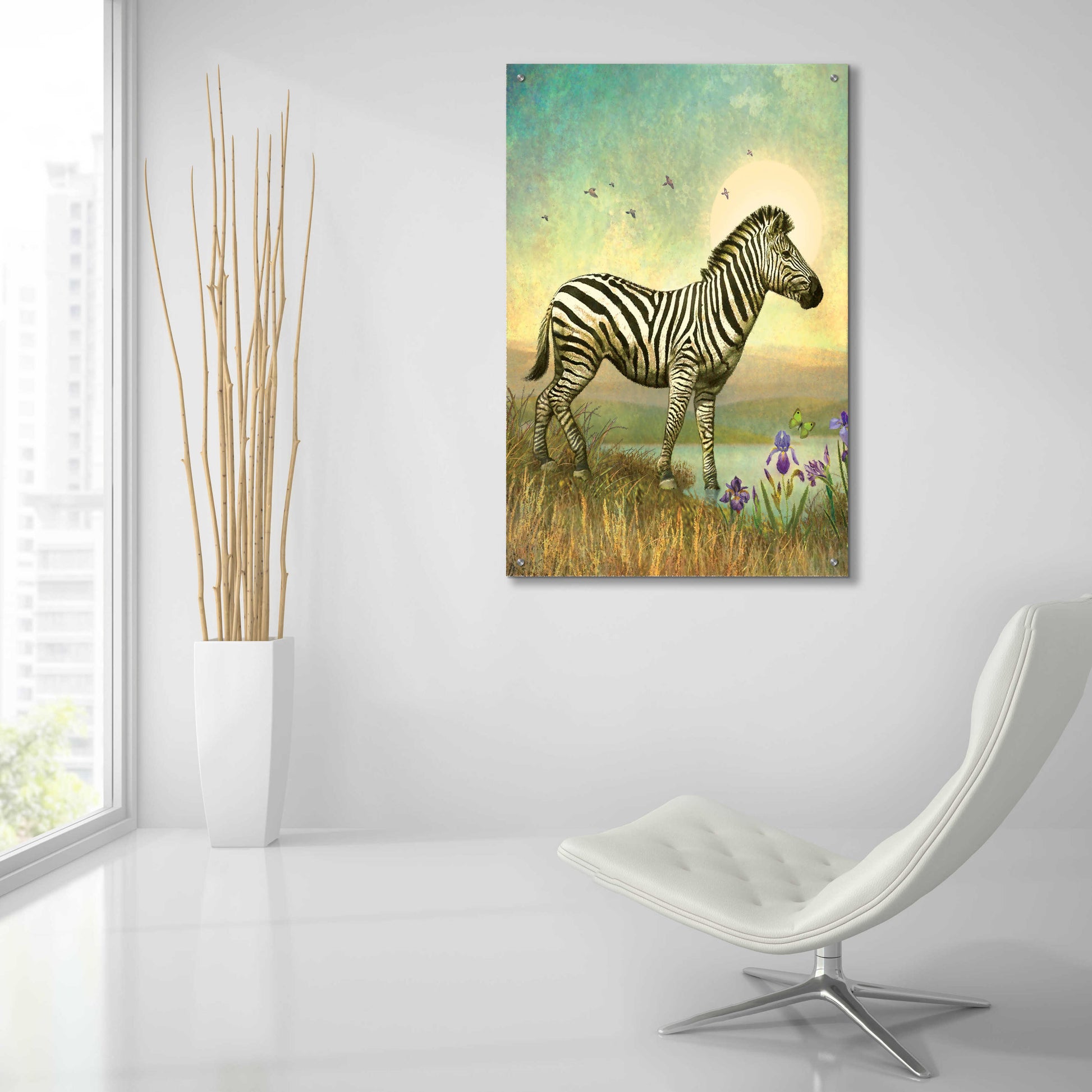 Epic Art 'Balance-Zebra' by Dan Craig, Acrylic Glass Wall Art,24x36