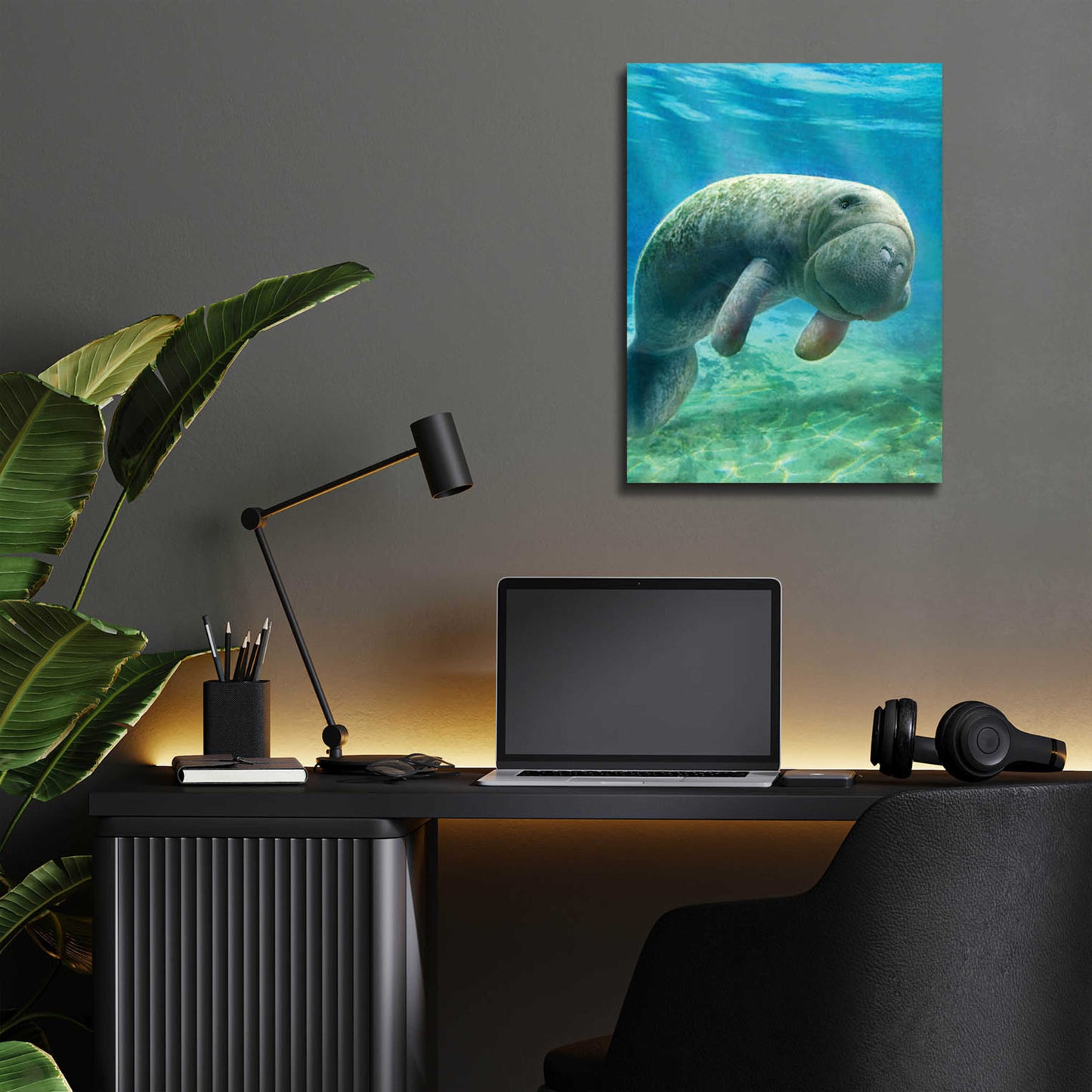 Epic Art 'Five Of Earth-Manatee' by Dan Craig, Acrylic Glass Wall Art,12x16