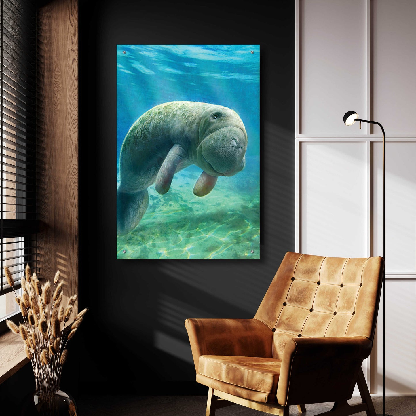 Epic Art 'Five Of Earth-Manatee' by Dan Craig, Acrylic Glass Wall Art,24x36