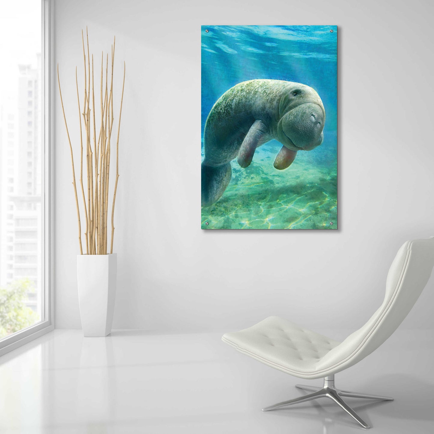 Epic Art 'Five Of Earth-Manatee' by Dan Craig, Acrylic Glass Wall Art,24x36