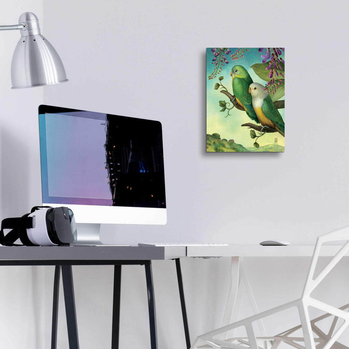 Epic Art 'Two Of Water-Lovebirds' by Dan Craig, Acrylic Glass Wall Art,12x16