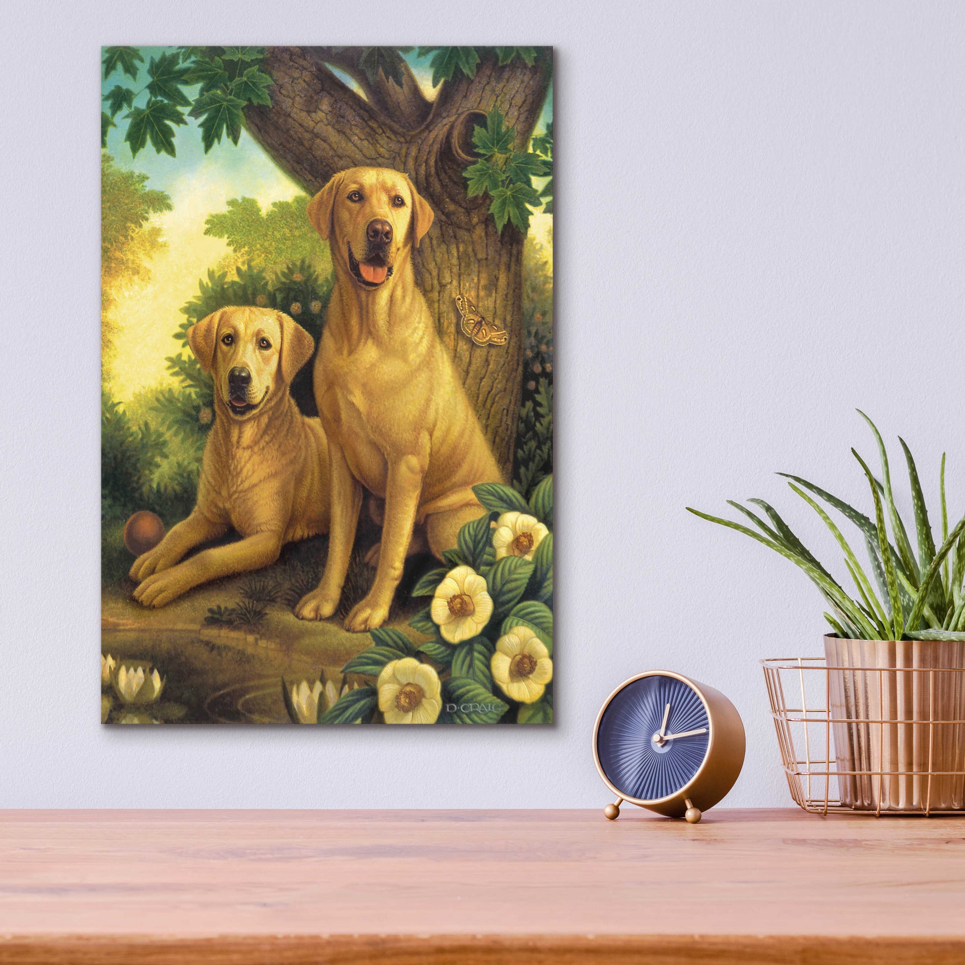 Epic Art 'Yellow Labs' by Dan Craig, Acrylic Glass Wall Art,12x16