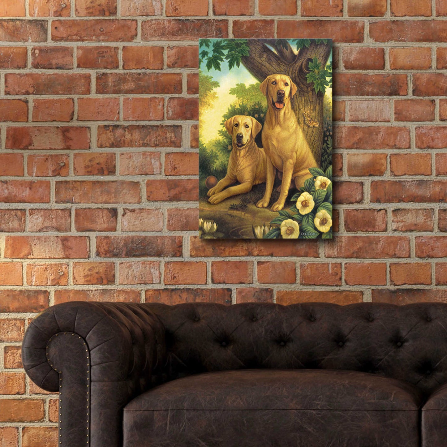 Epic Art 'Yellow Labs' by Dan Craig, Acrylic Glass Wall Art,16x24