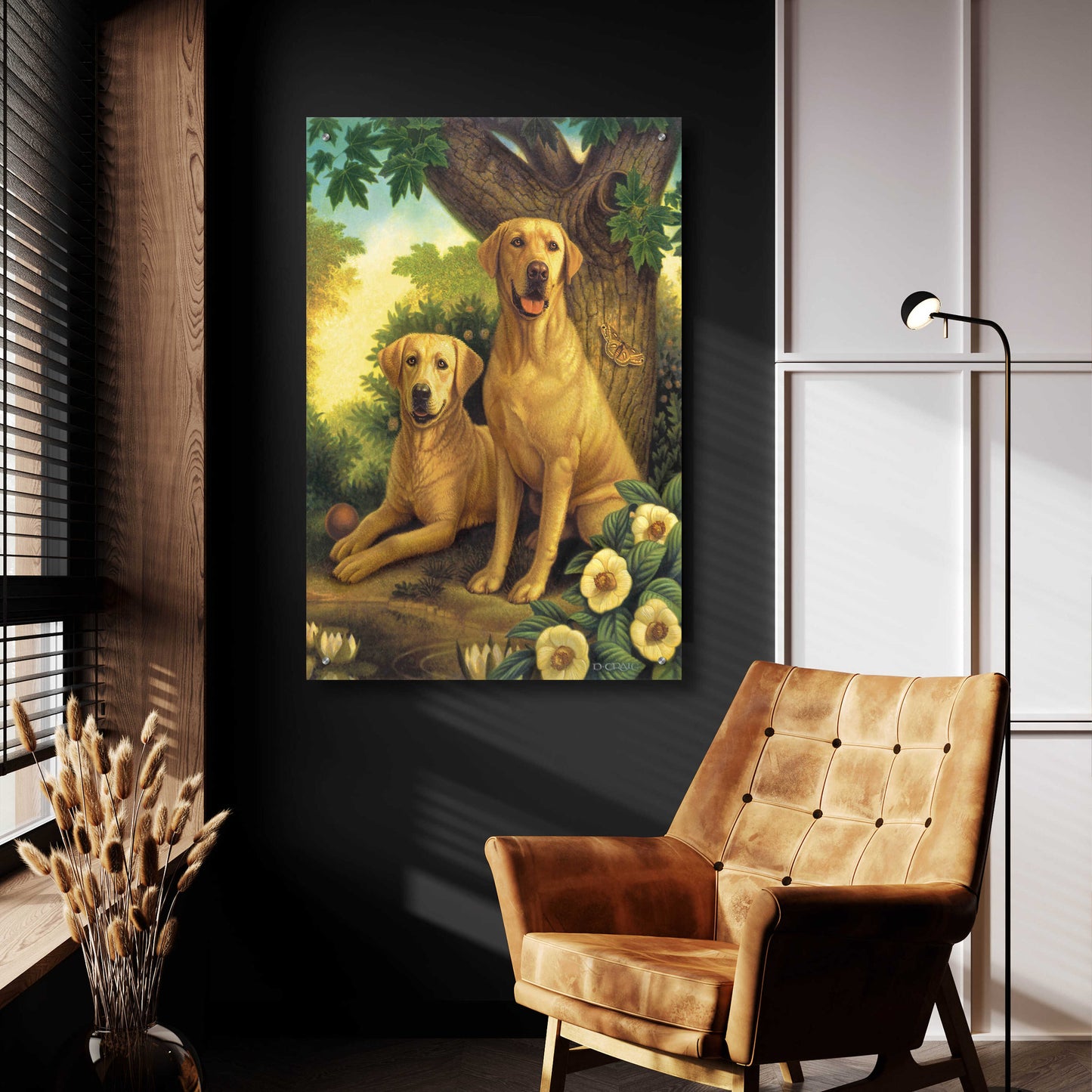 Epic Art 'Yellow Labs' by Dan Craig, Acrylic Glass Wall Art,24x36