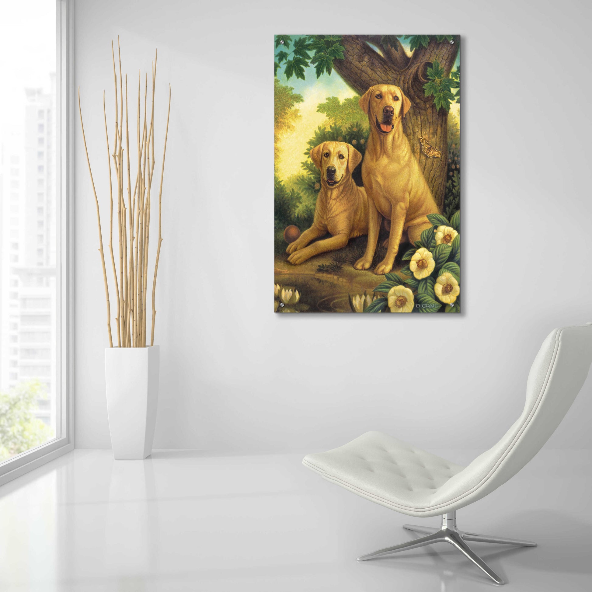 Epic Art 'Yellow Labs' by Dan Craig, Acrylic Glass Wall Art,24x36